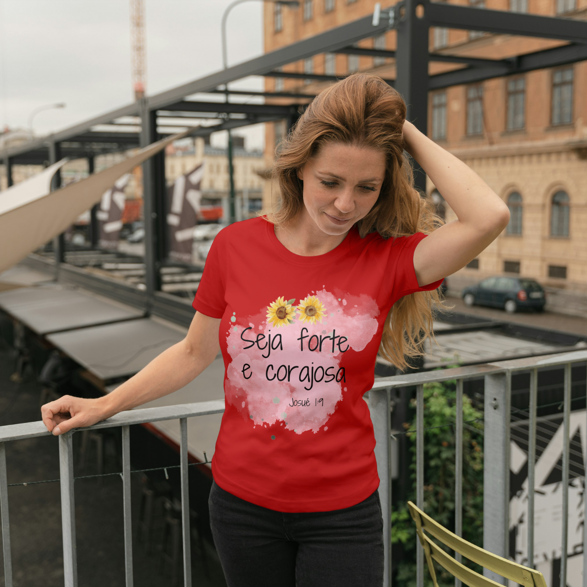  Camisa Feminina Baby Long Seja Forte e Corajosa