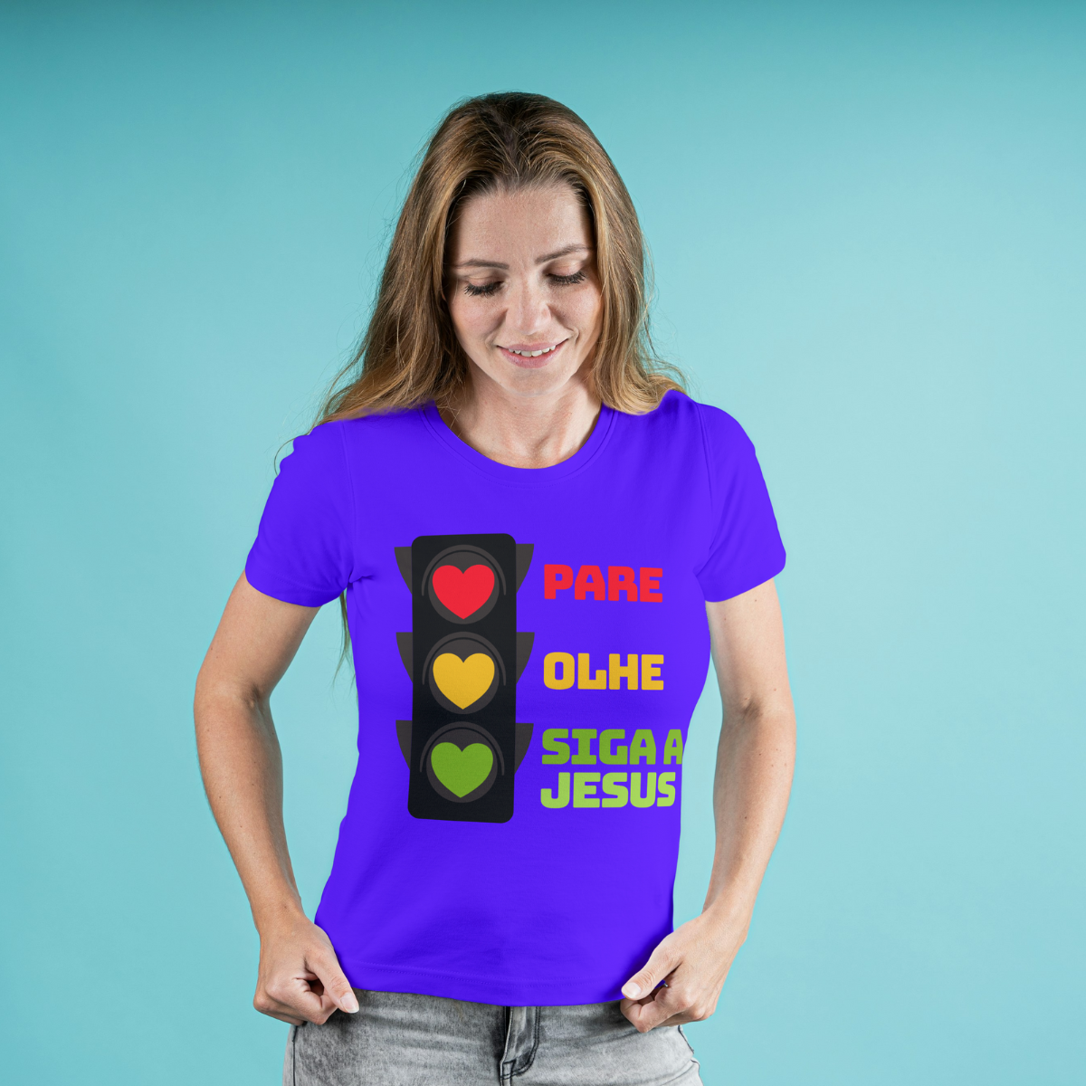 Camisa Feminina Baby Long Mensagem Religiosa