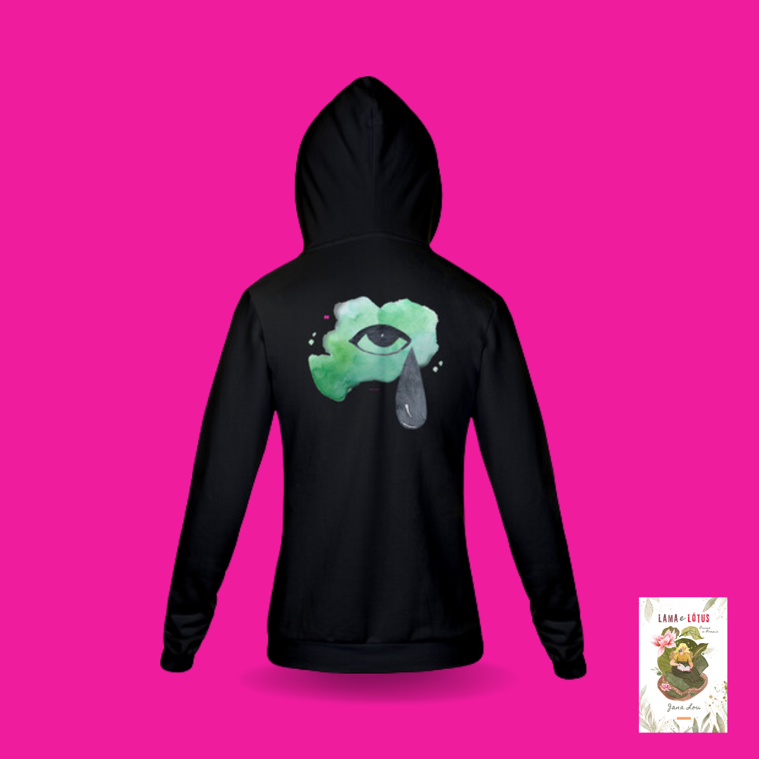 Moletom com zíper e capuz -Olho que chora (Lama e Lótus)