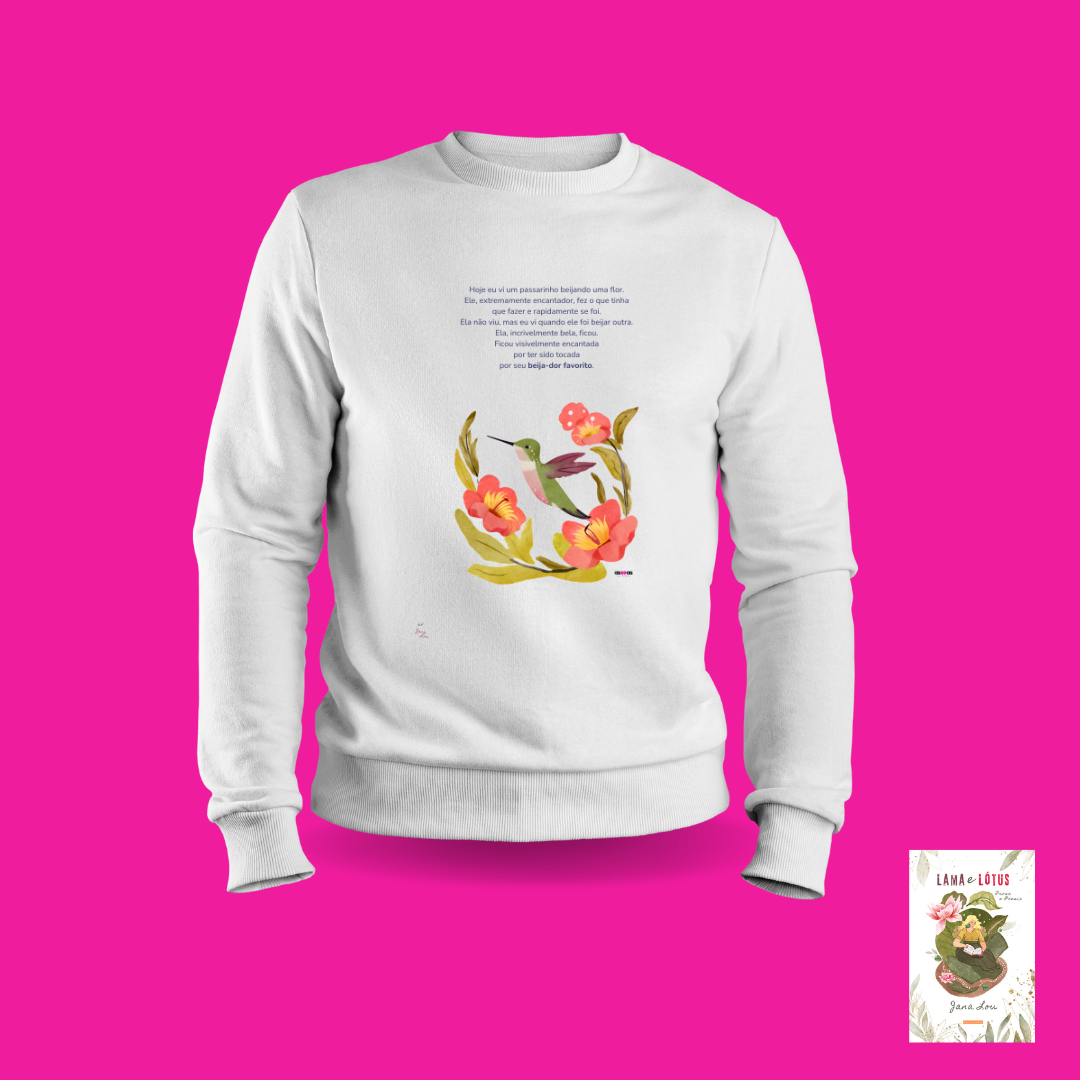 Moletom Branco Beija-dor (Lama e Lótus)