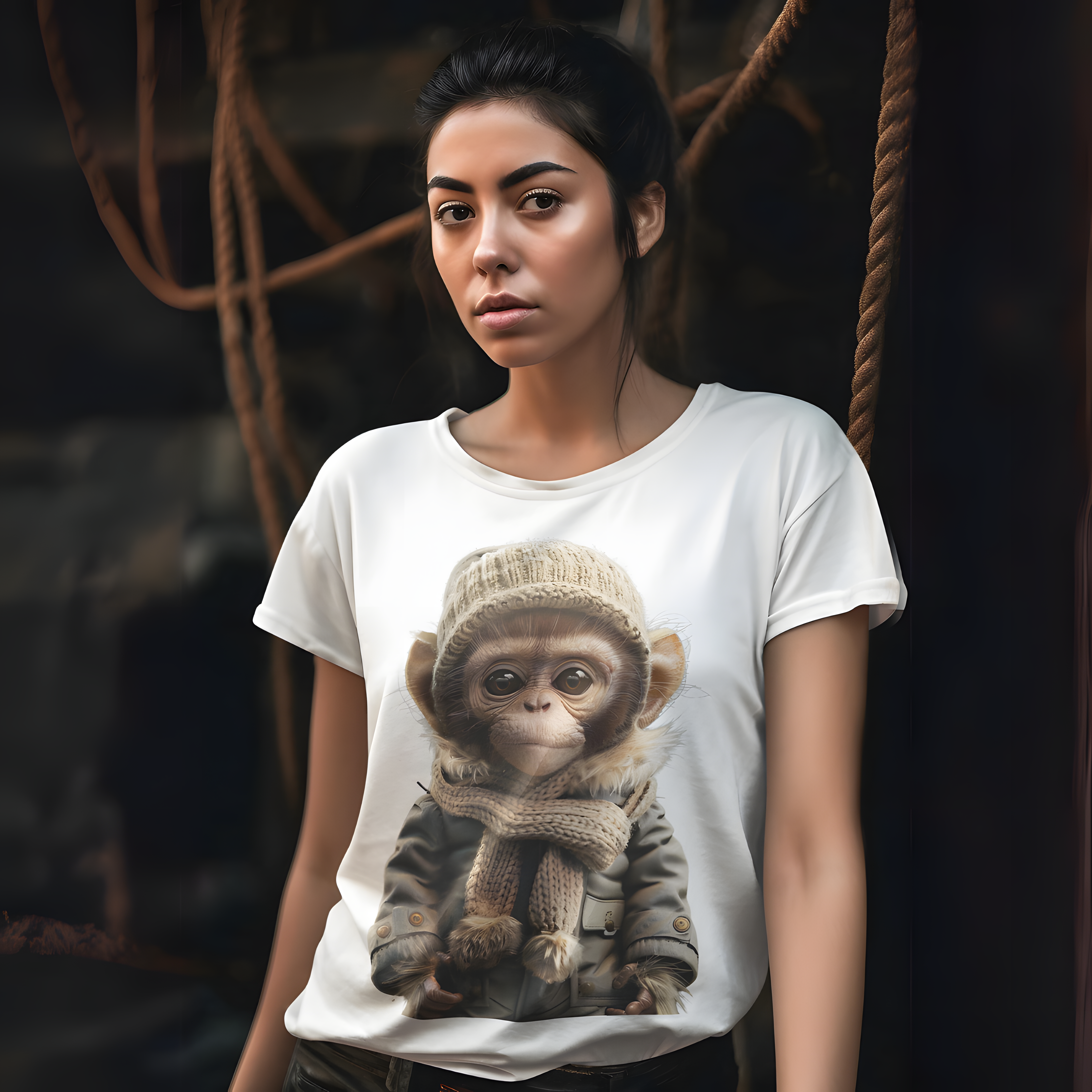 Nome do produto: Camiseta Macaquinho com Roupa de Inverno