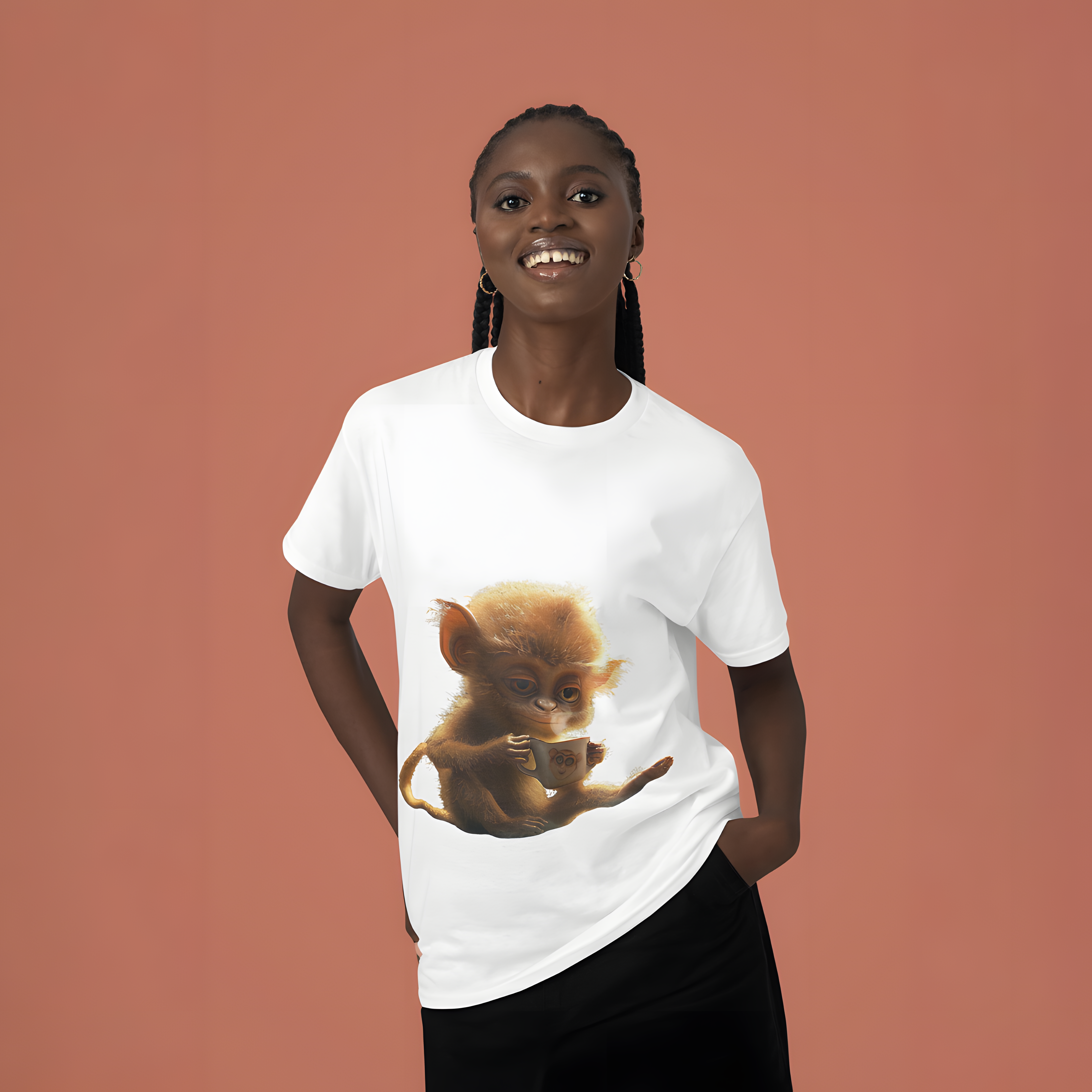 Camiseta Macaquinho Tomando Café