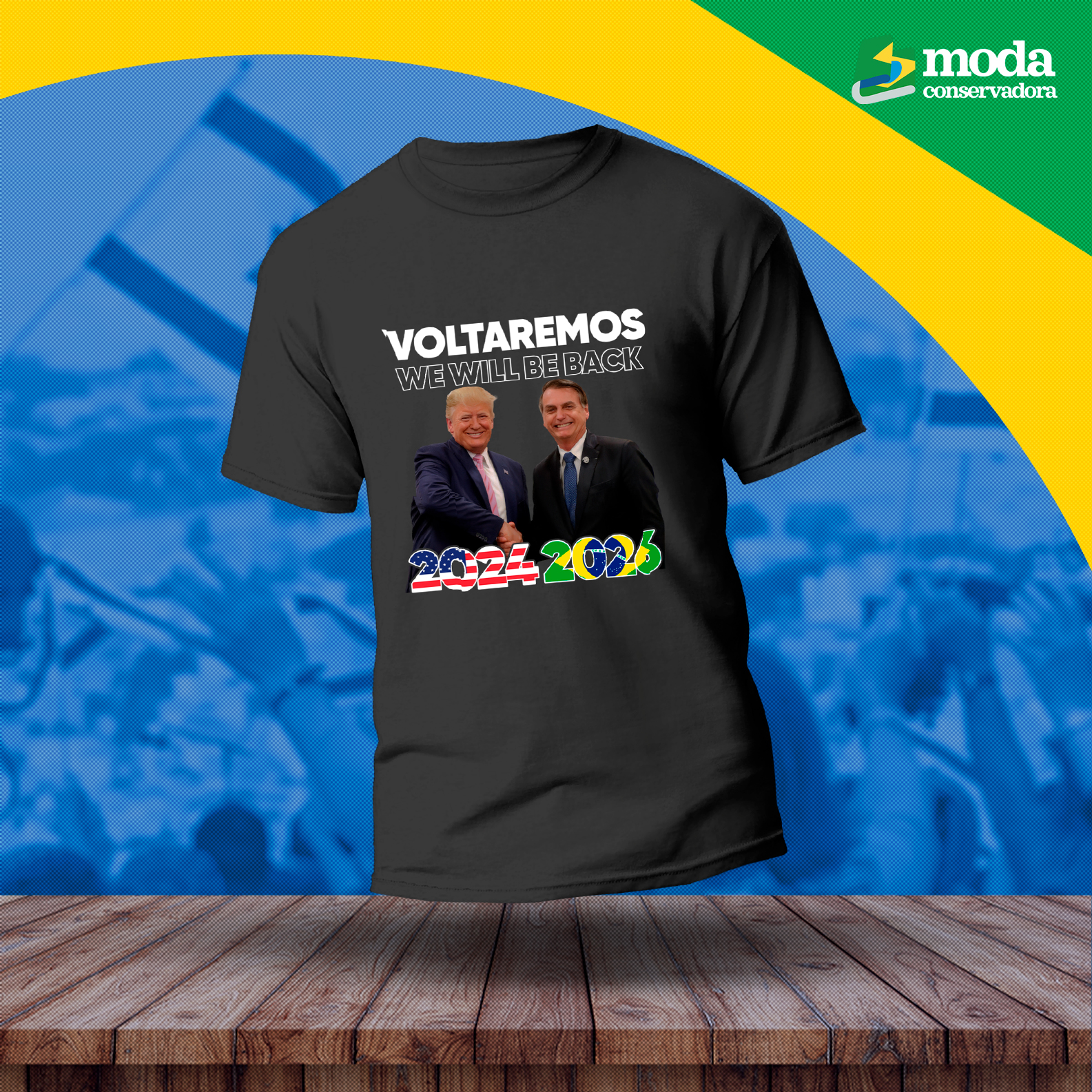 Camiseta UNISEX Voltaremos, Bolsonaro e Trump