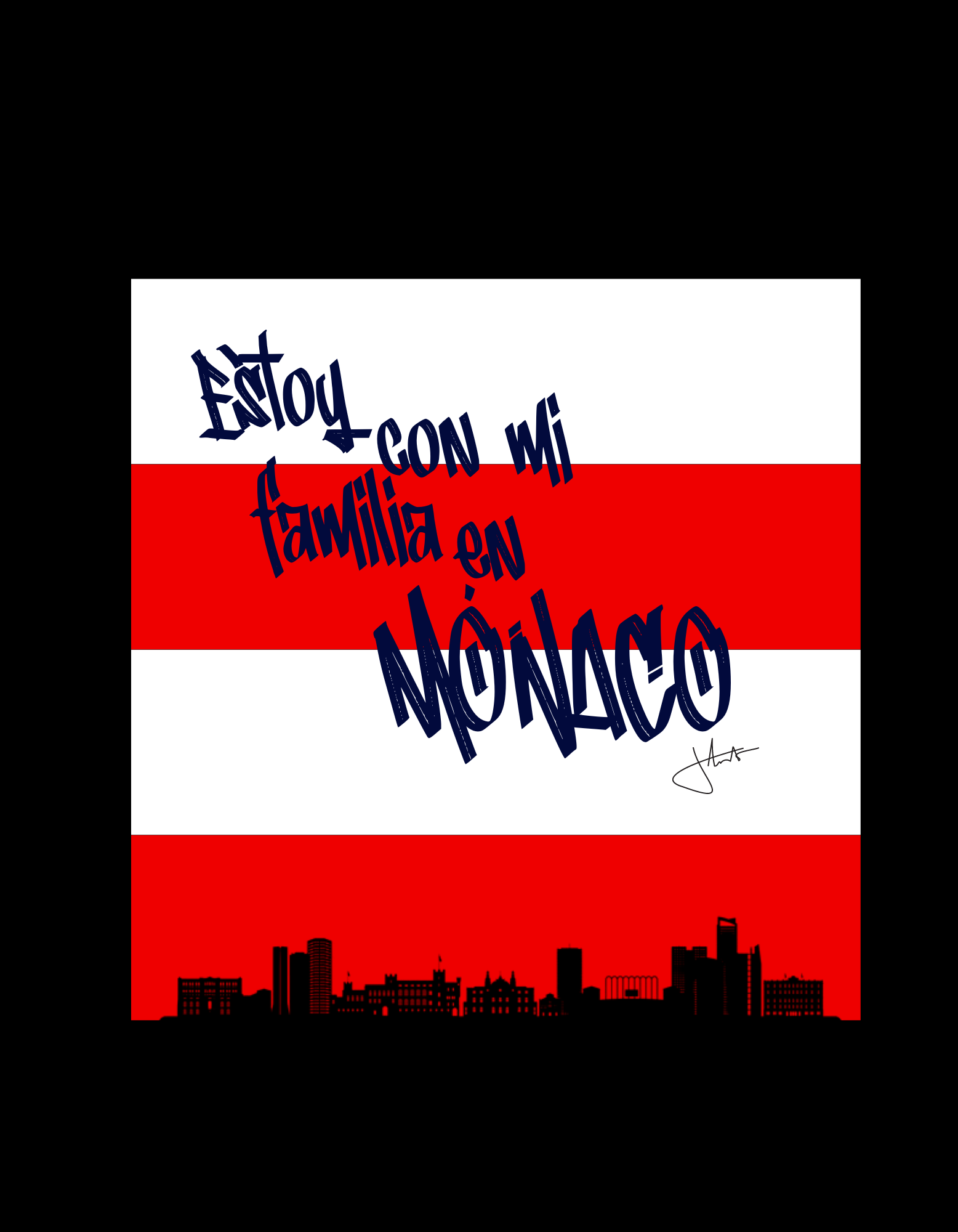 Camiseta - ESTOY EN MÓNACO - Branca & Preta