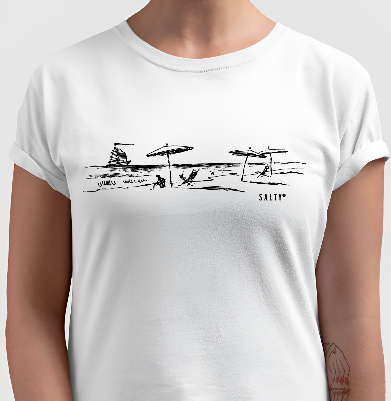 T-Shirt Fem. Praia Ilustra