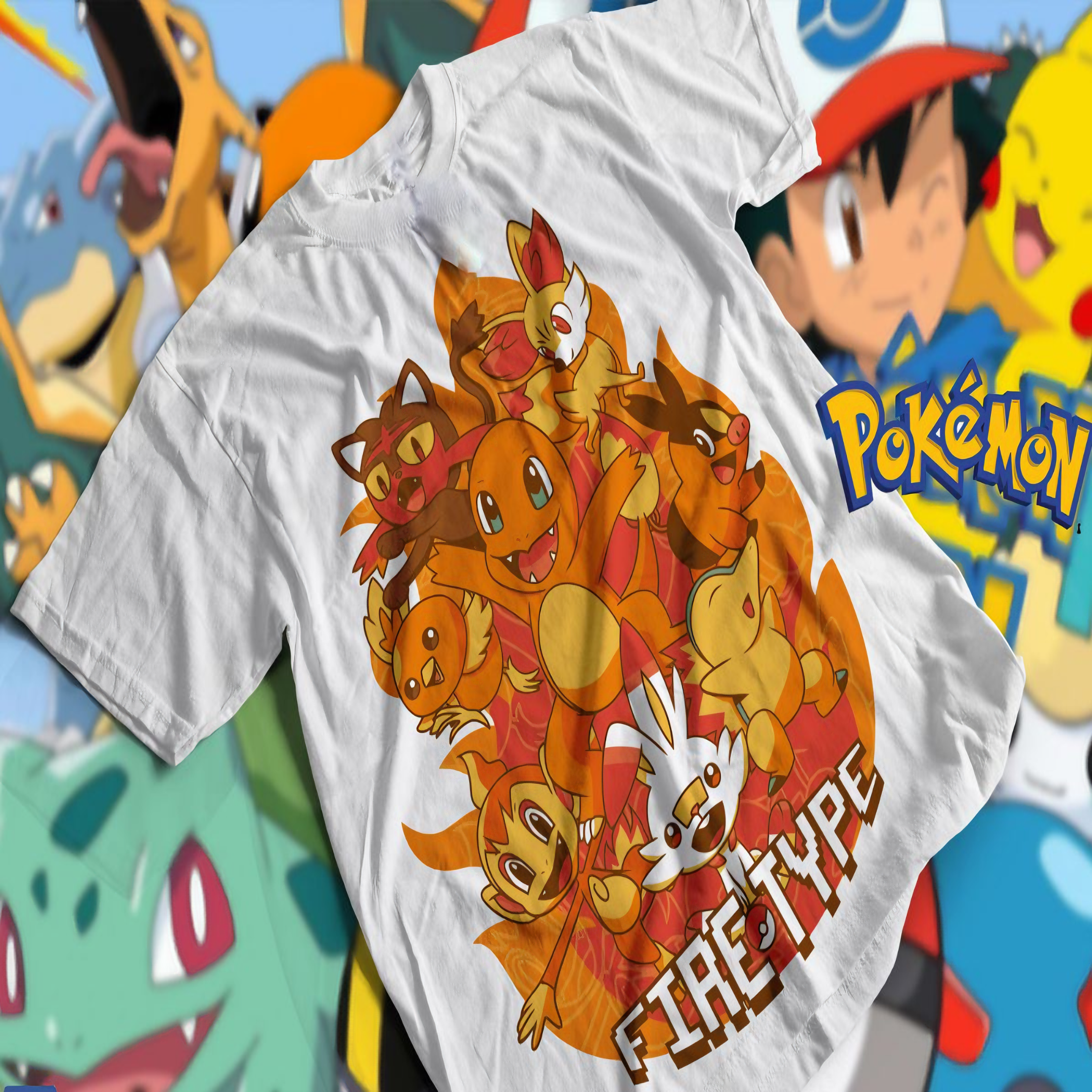 T-shirt Premium Unissex Pokémon Firetype