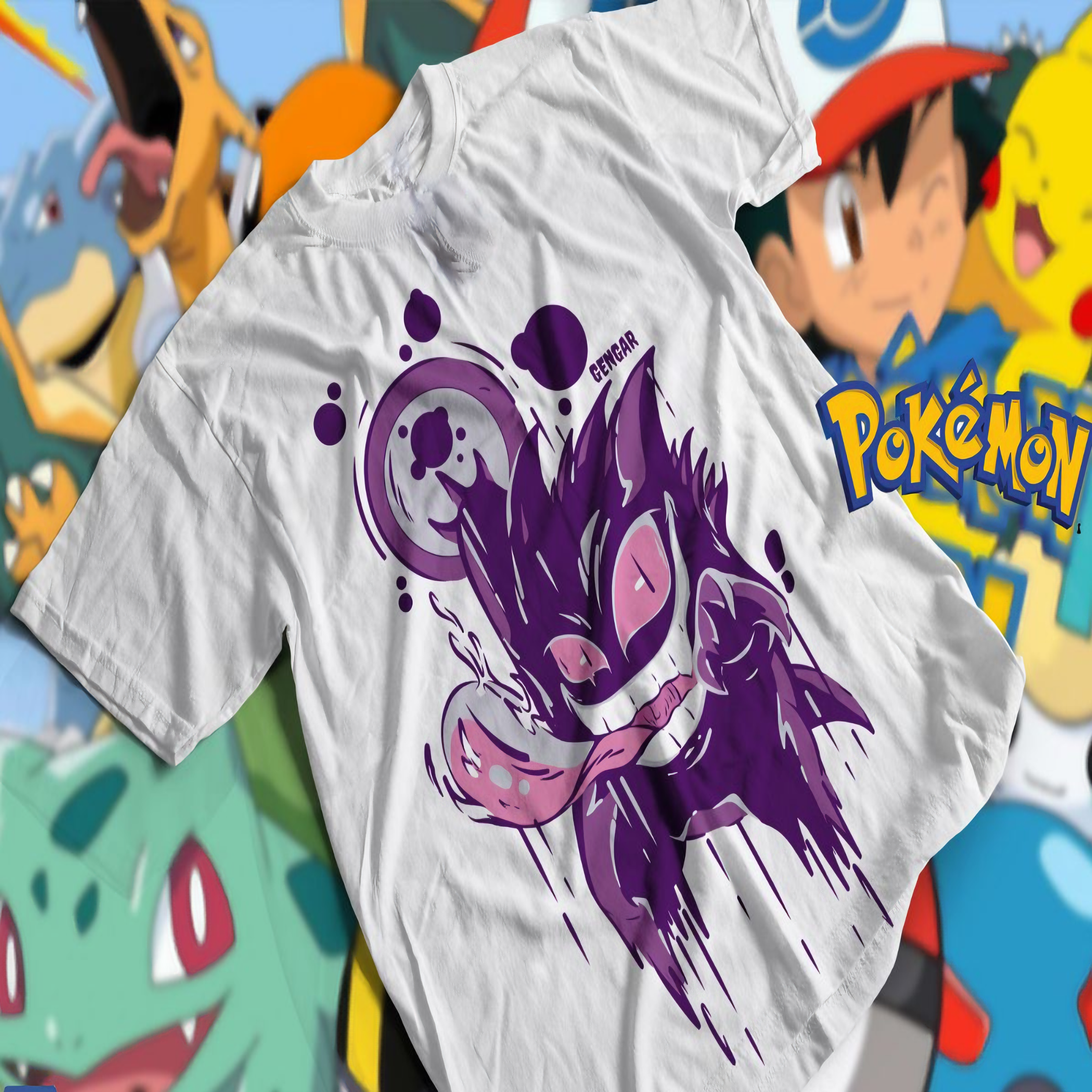 T-shirt Premium Unissex Pokémon Gengar