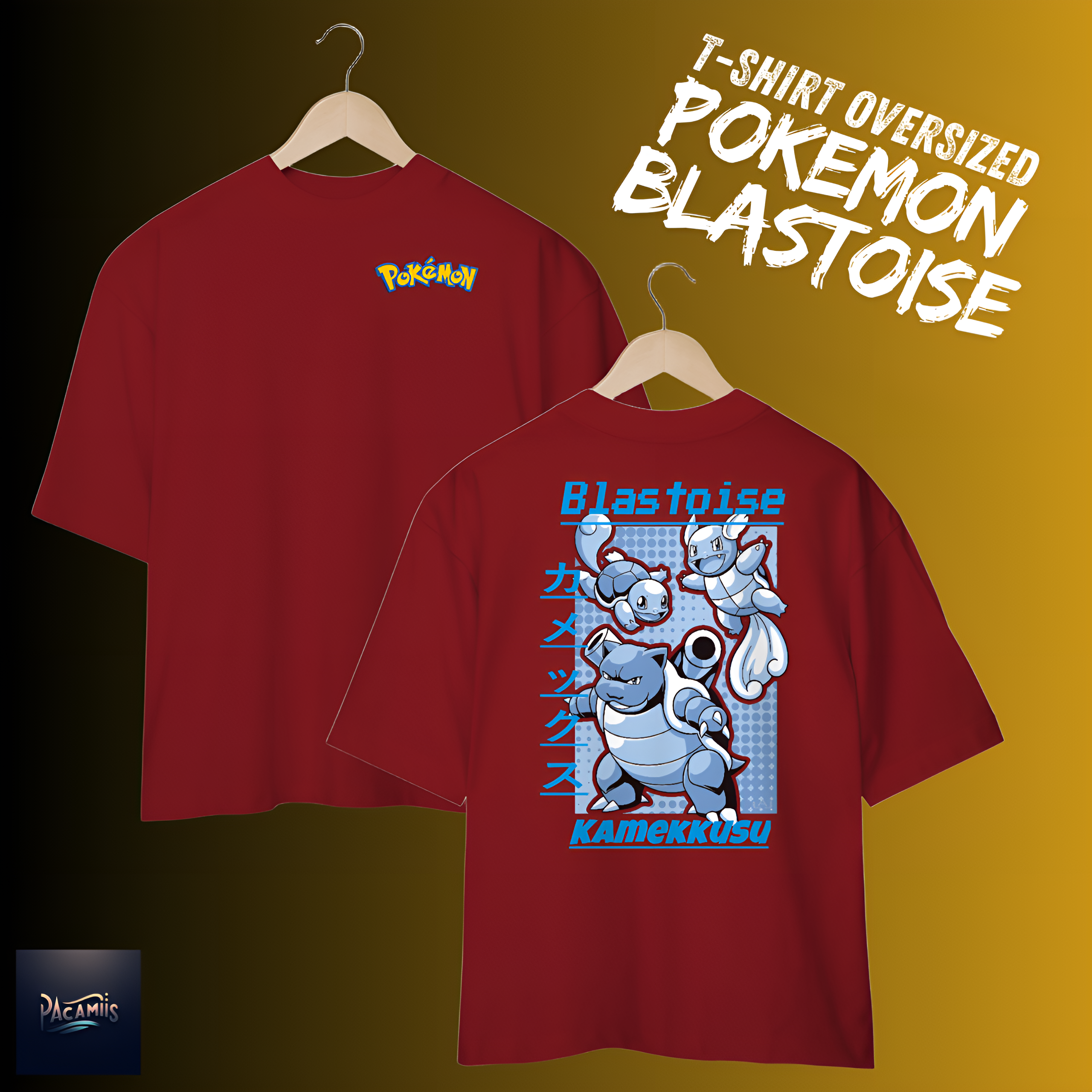 T-shirt Oversized Unissex Pokémon Blastoise