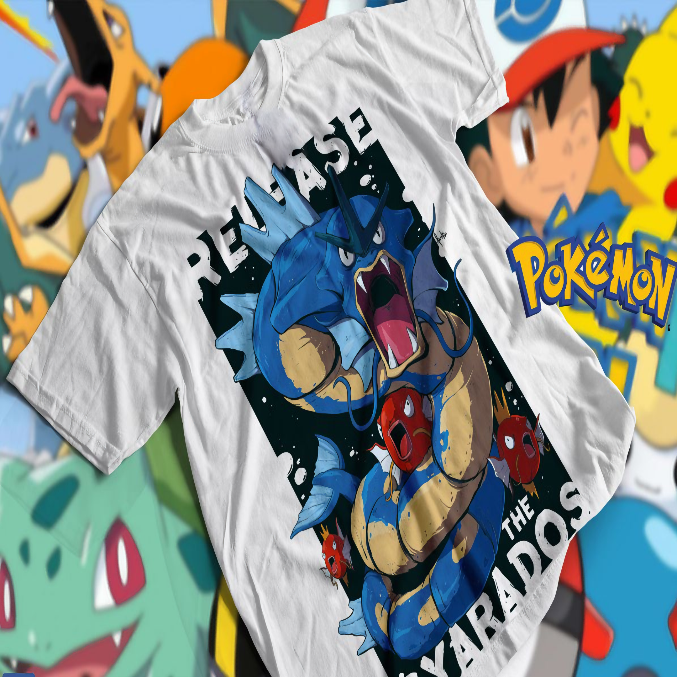 T-shirt Premium Unissex Pokémon Gyarados