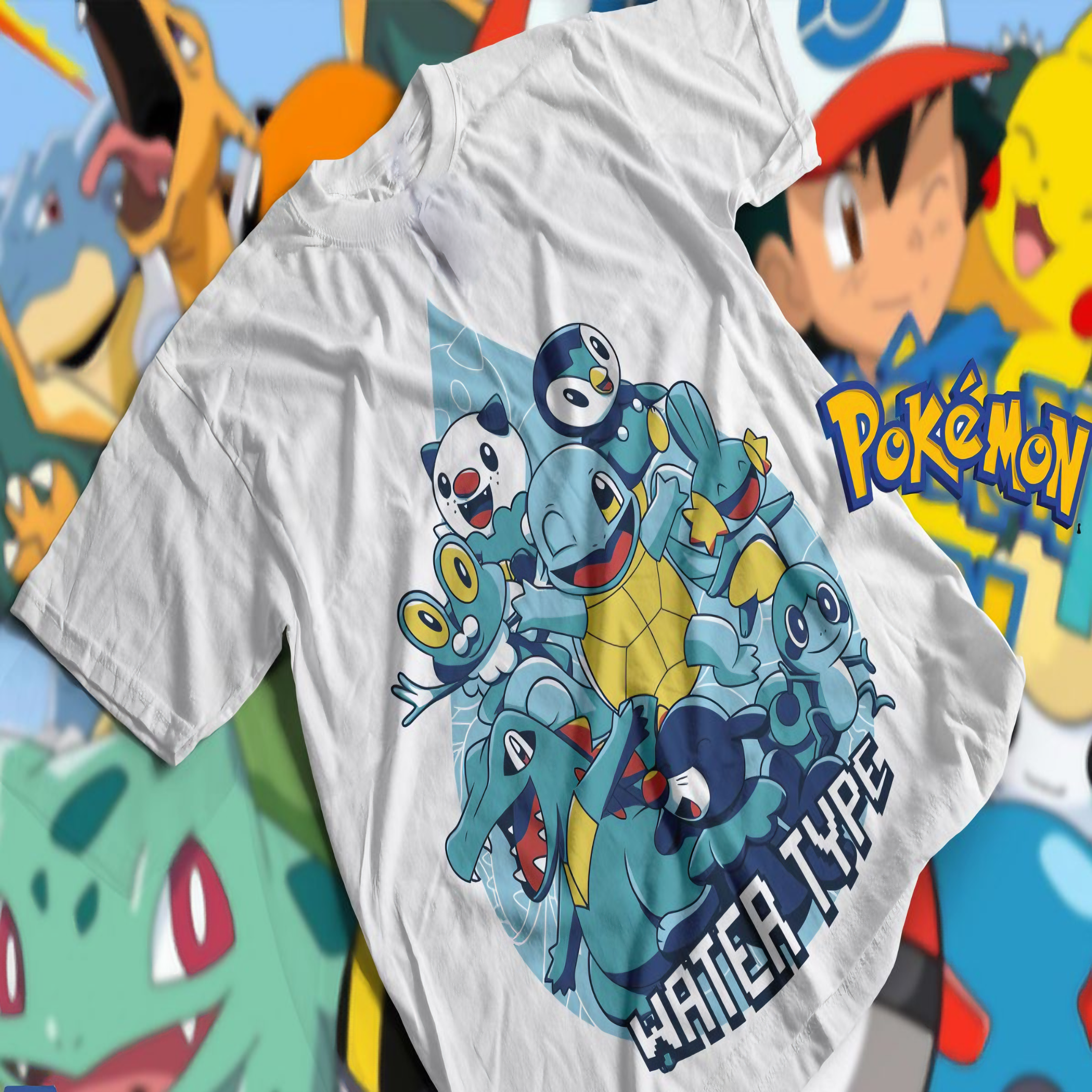 T-shirt Premium Unissex Pokémon Water Type