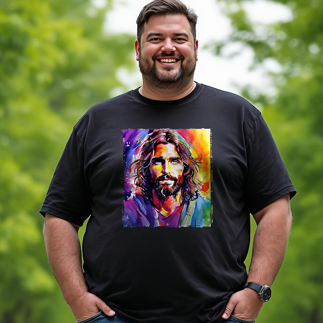 Camisa Plus Size Quality Jesus Aquarela - Unissex