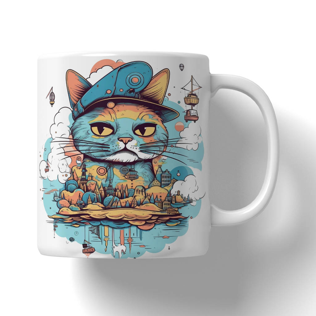 Caneca Ilustração de gatos