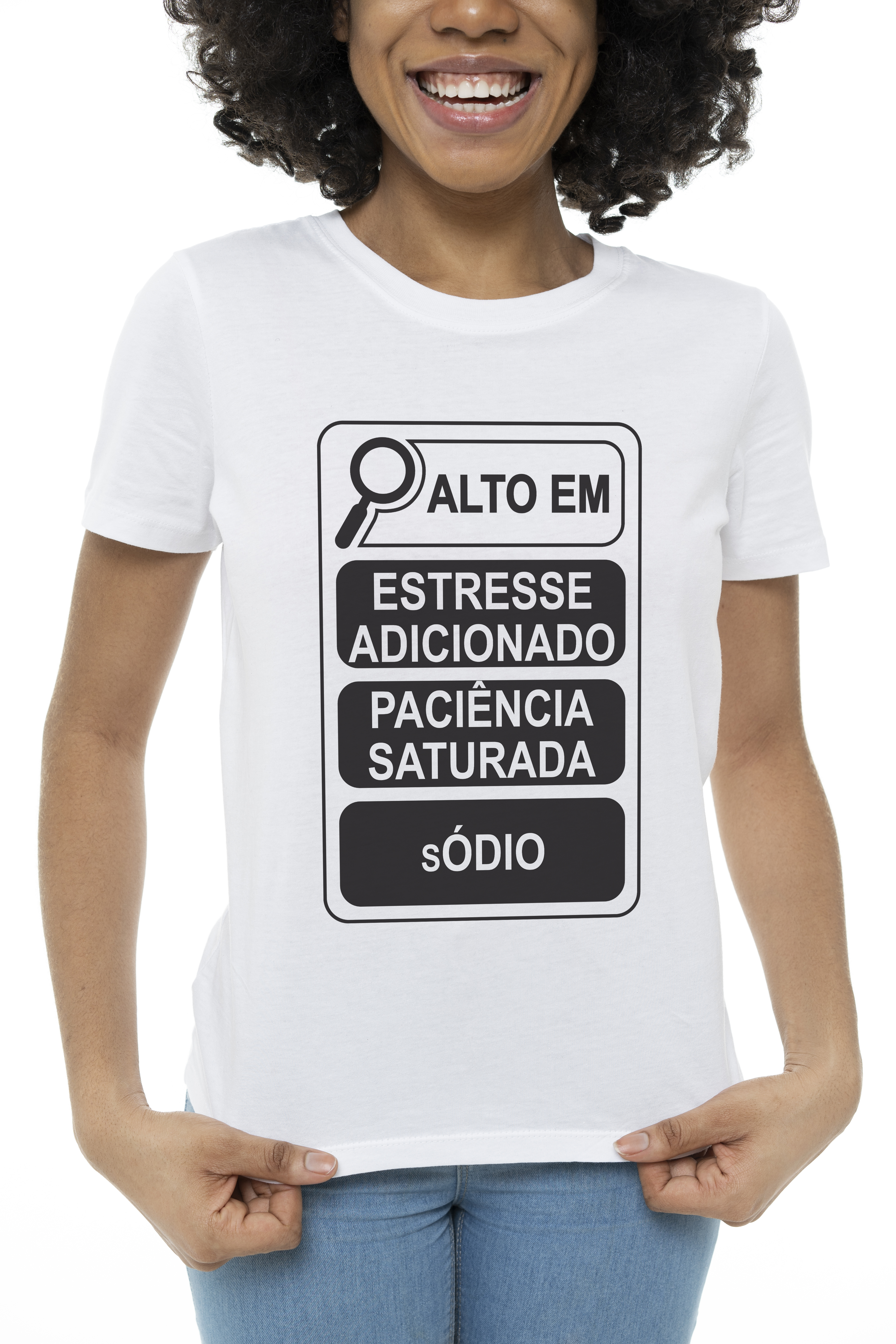 Nome do produto: Camisa Alto em: Estresse, Paciência e Sódio Classic