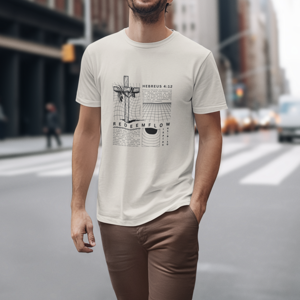 [Versão Light] T-shirt: Palavra de Deus (Hebreus 4: 12 & Isaías 41: 9-10)