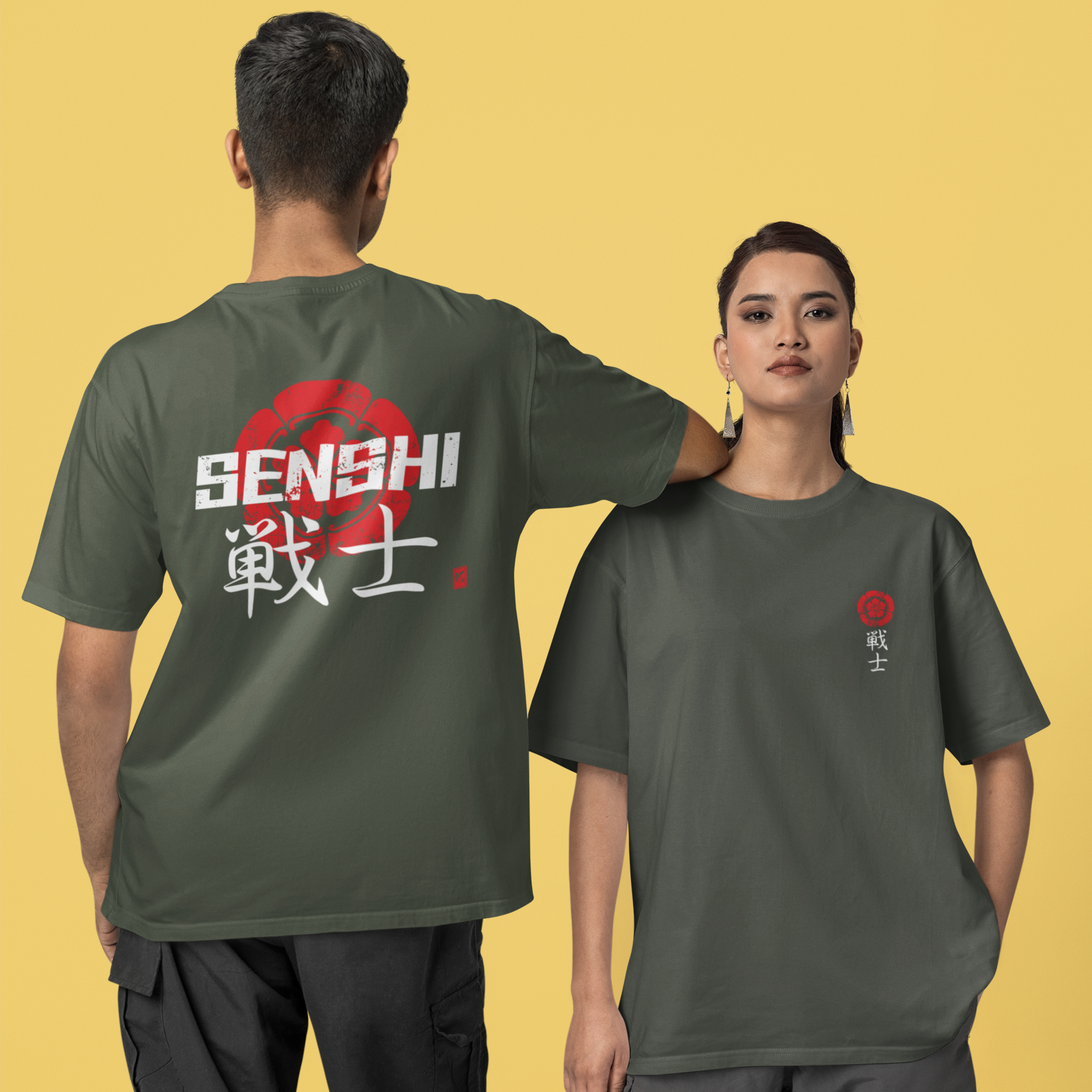 CAMISETA SENSHI - OVERSIZED FRENTE E VERSO CORES ESCURAS2