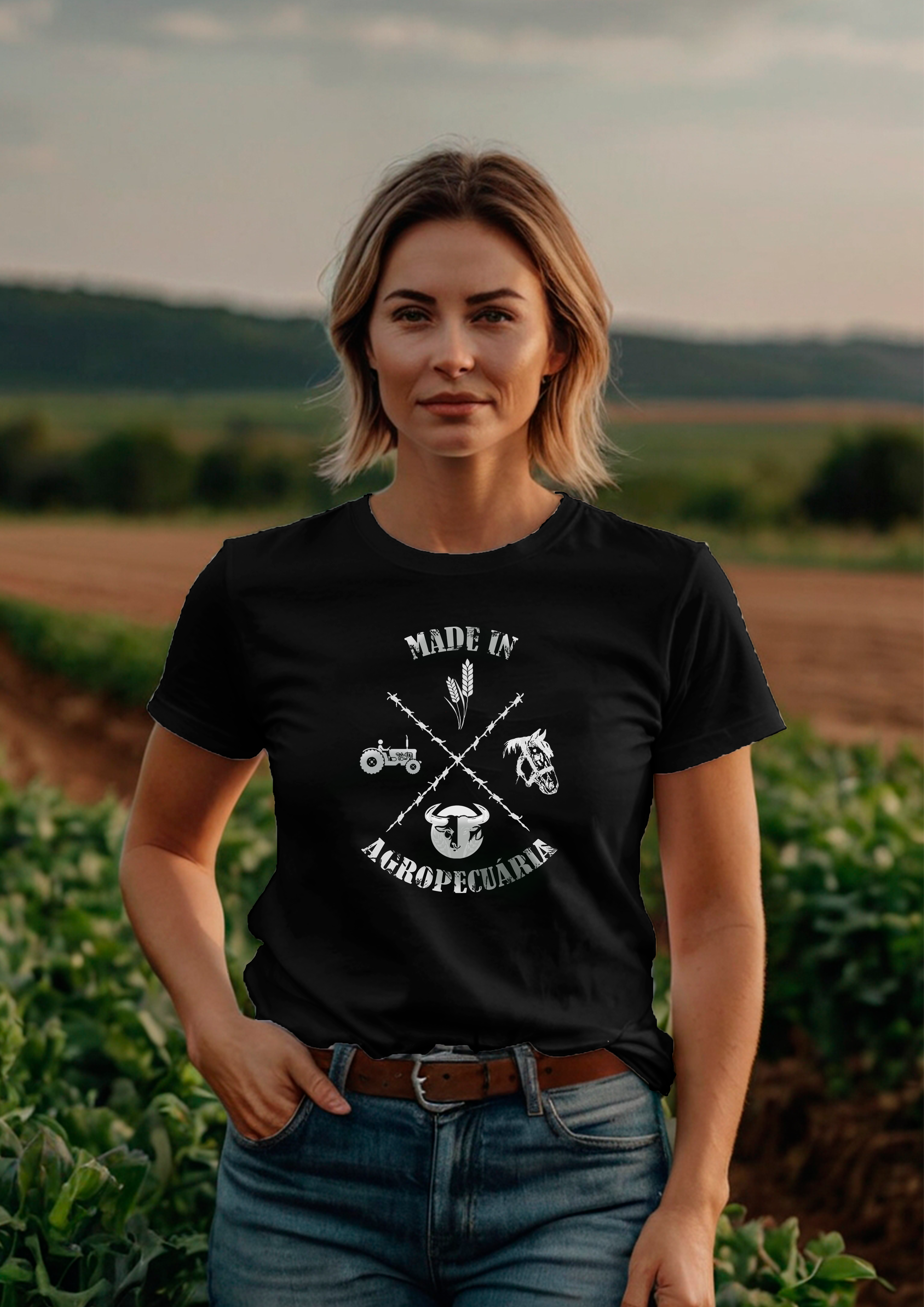 Baby Look Made In Retrô Agropecuária Estampa Branca - Malha em Algodão Peruano