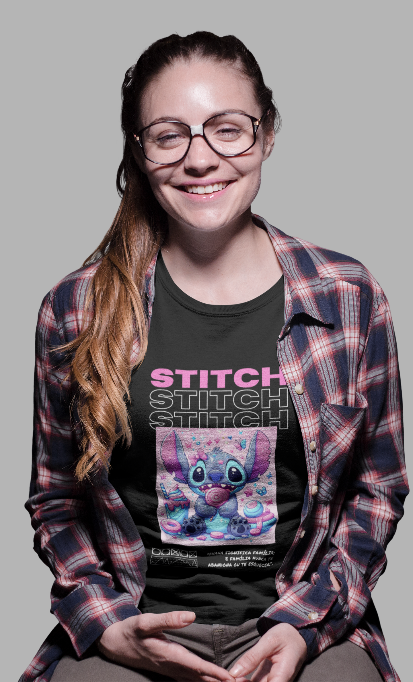 T-shirt Personalizada do Stitch: Estilo Intergaláctico em Preto