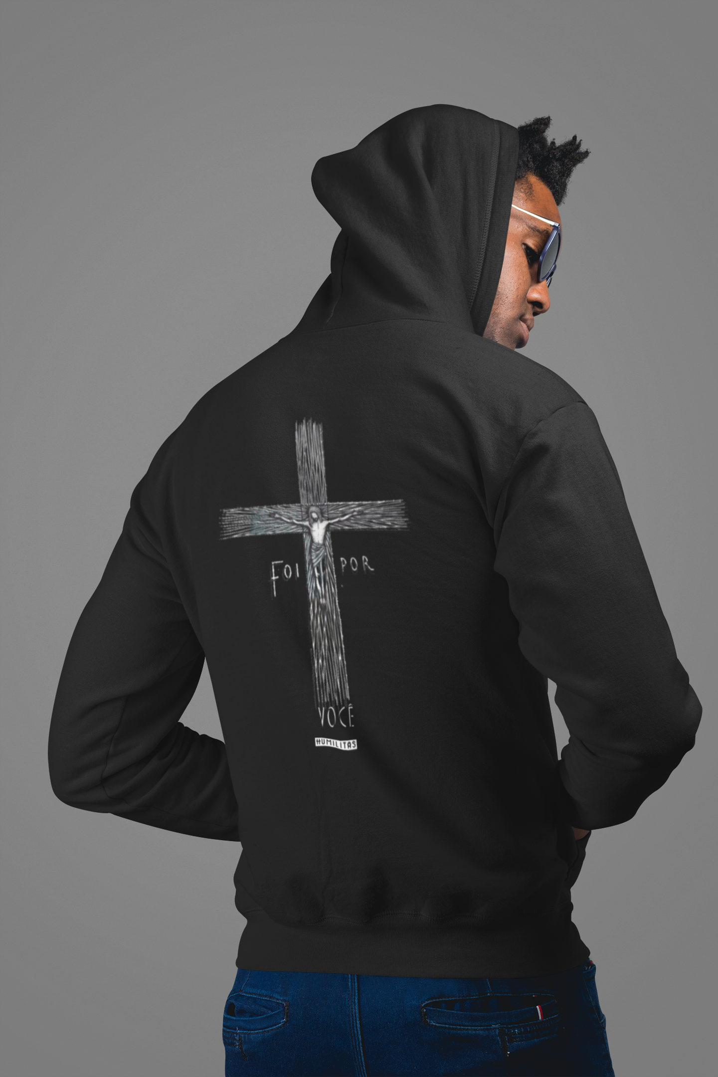 Moletom Unissex Humilitas Cloth : Coleção Fé em Estilo - Foi por Você (Capuz + Zíper) 