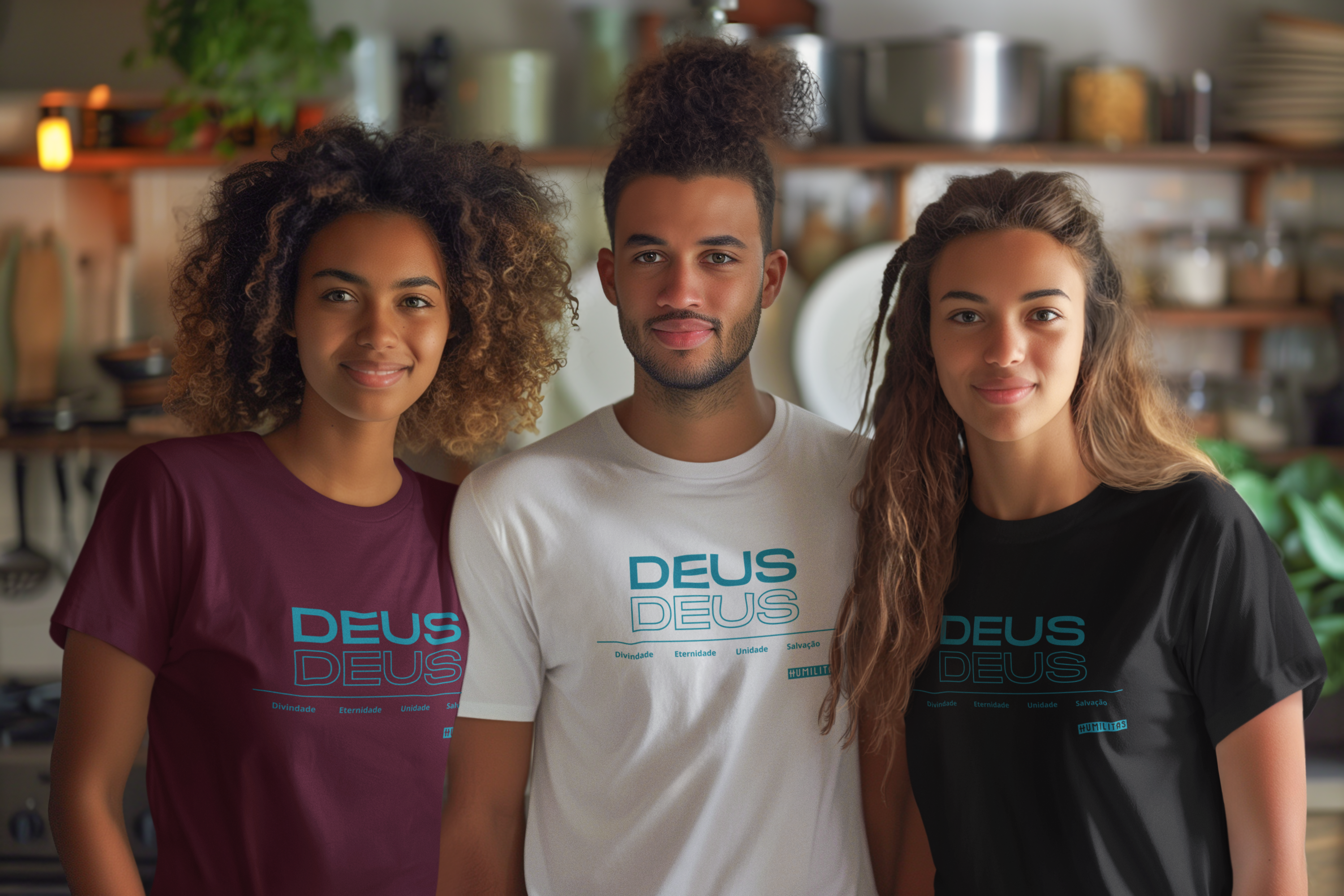T-Shirt Unissex Humilitas Cloth: D.E.U.S. | Coleção Fé em Estilo (modelo 2)
