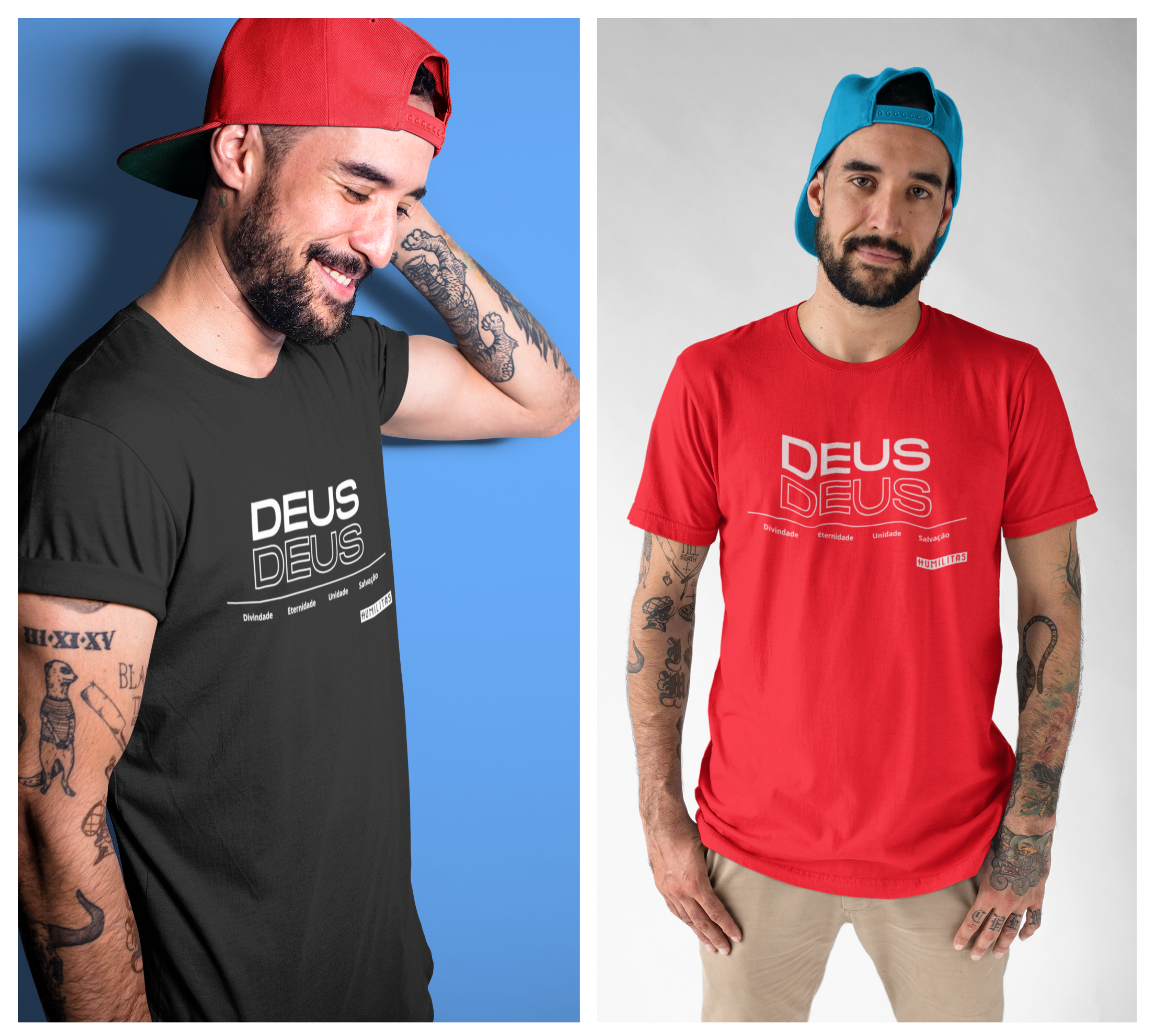T-Shirt Unissex Humilitas Cloth: D.E.U.S. | Coleção Fé em Estilo (modelo 1)