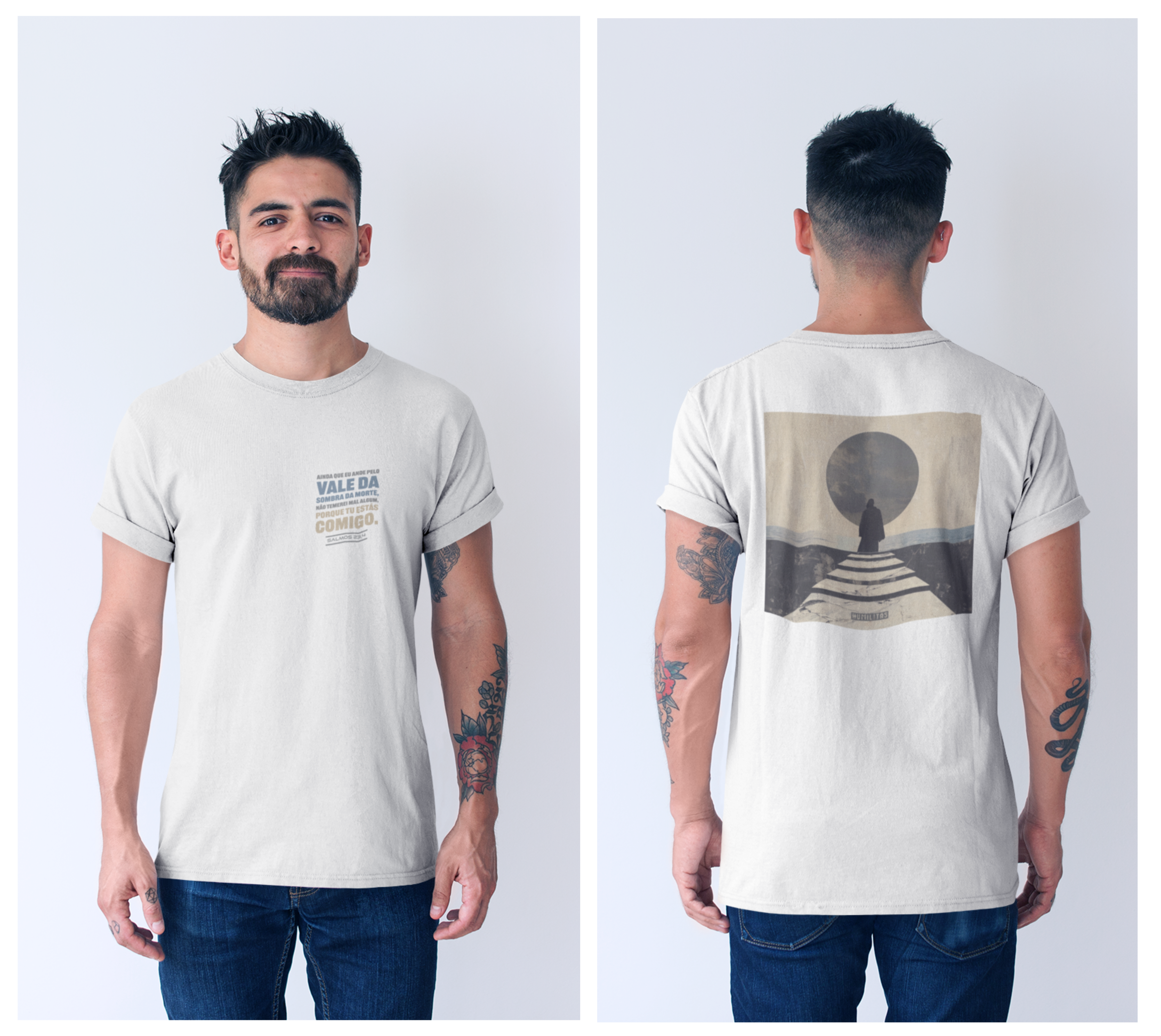 T-Shirt Unissex Humilitas Cloth: A Coragem e Fé do Salmo 23, 4 | Coleção Voz Divina 