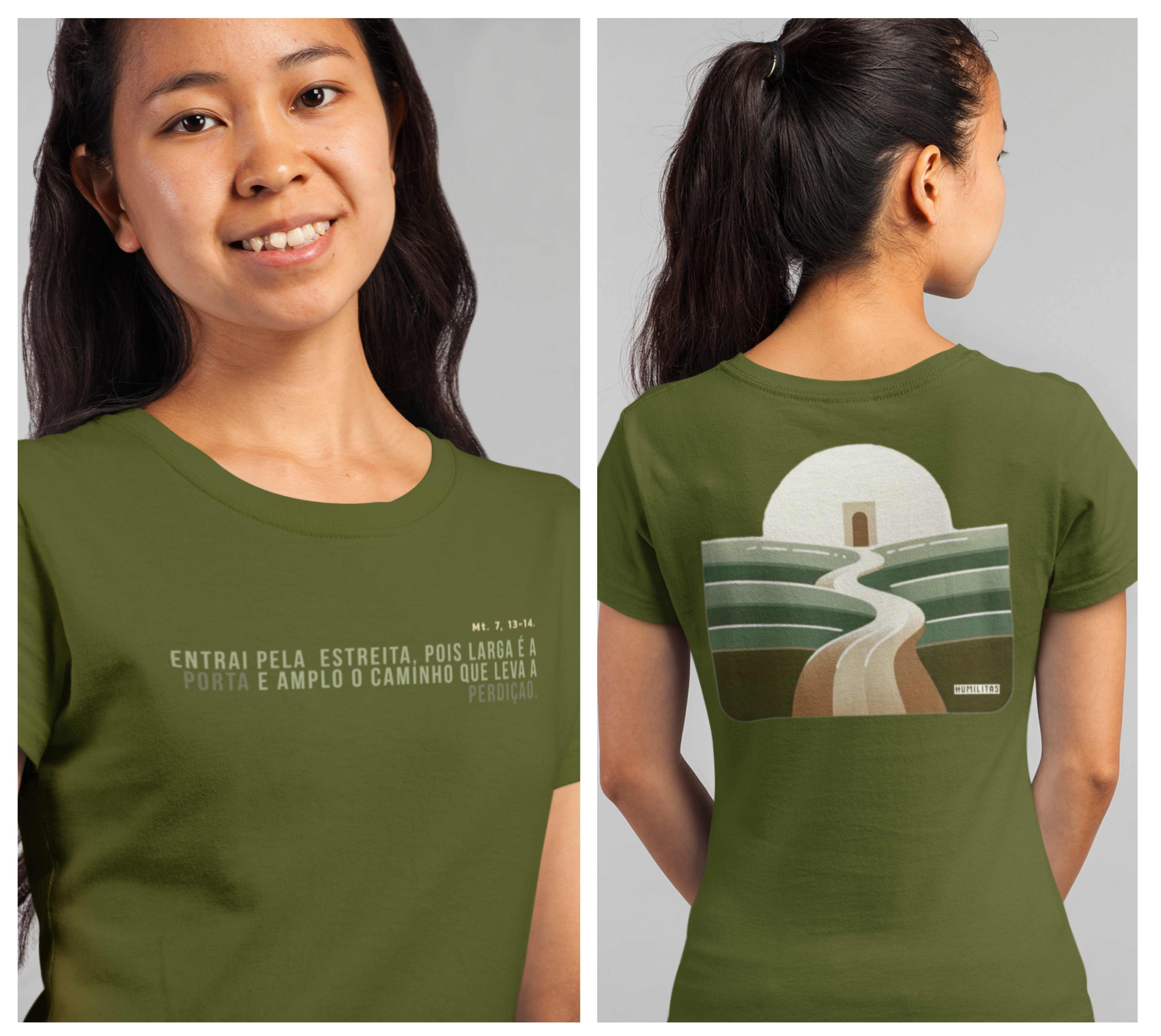 T-Shirt Feminina Baby Long Humilitas Cloth: Coleção Voz Divina - Porta Estreita