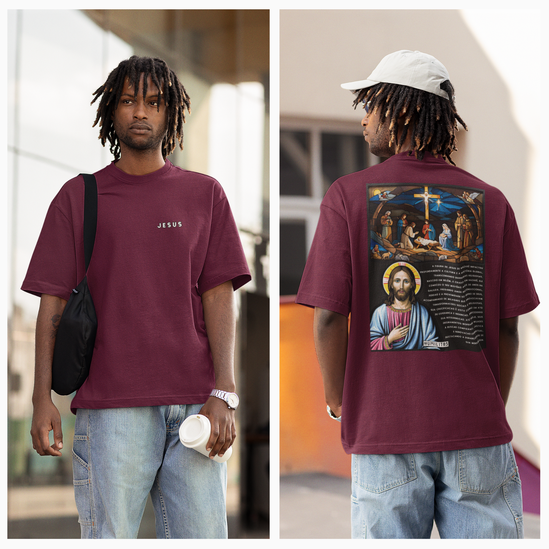 T-Shirt Oversize Humilitas Cloth: Jesus de Nazaré | Coleção Fé em Estilo