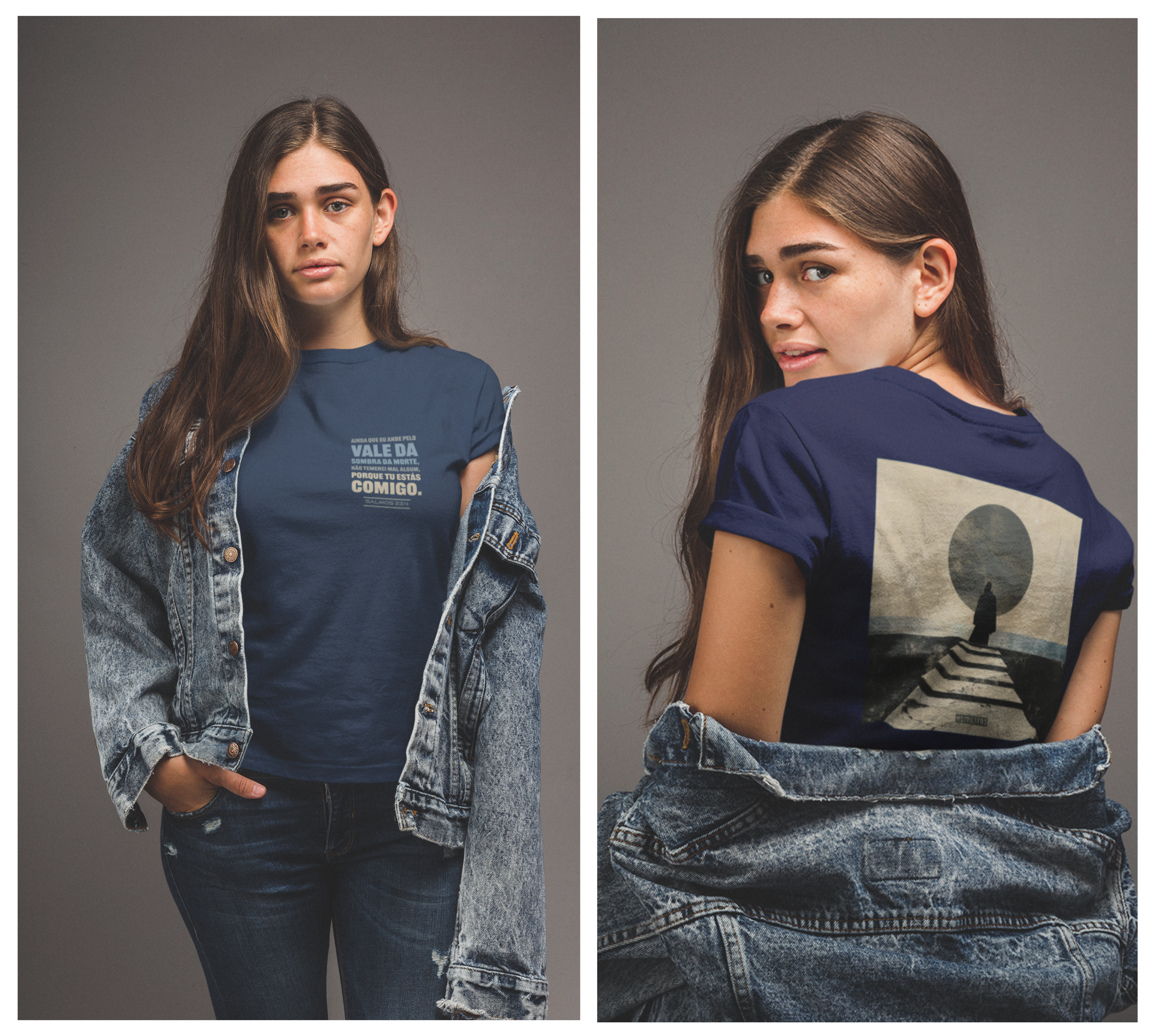 T-Shirt Feminina BabyLong Humilitas Cloth: A Coragem e Fé do Salmo 23, 4 | Coleção Voz Divina