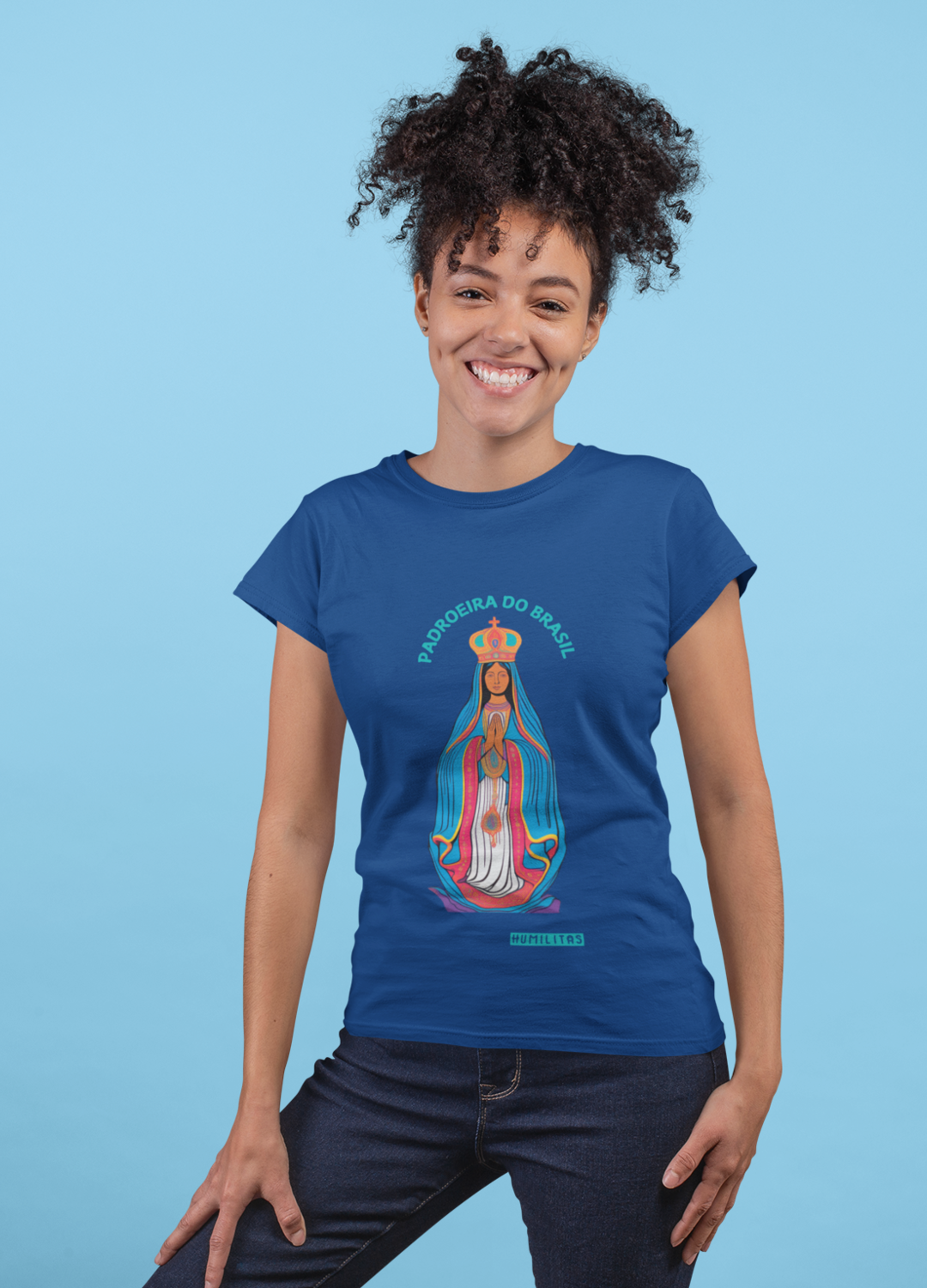 T-Shirt Feminina Baby Long Nossa Senhora Aparecida Humilitas Cloth | Coleção Maria e Suas Faces