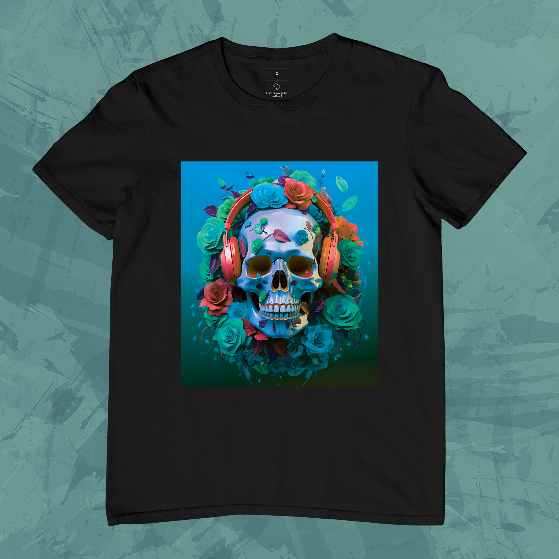 Camiseta Unissex - Caveira com Headphone