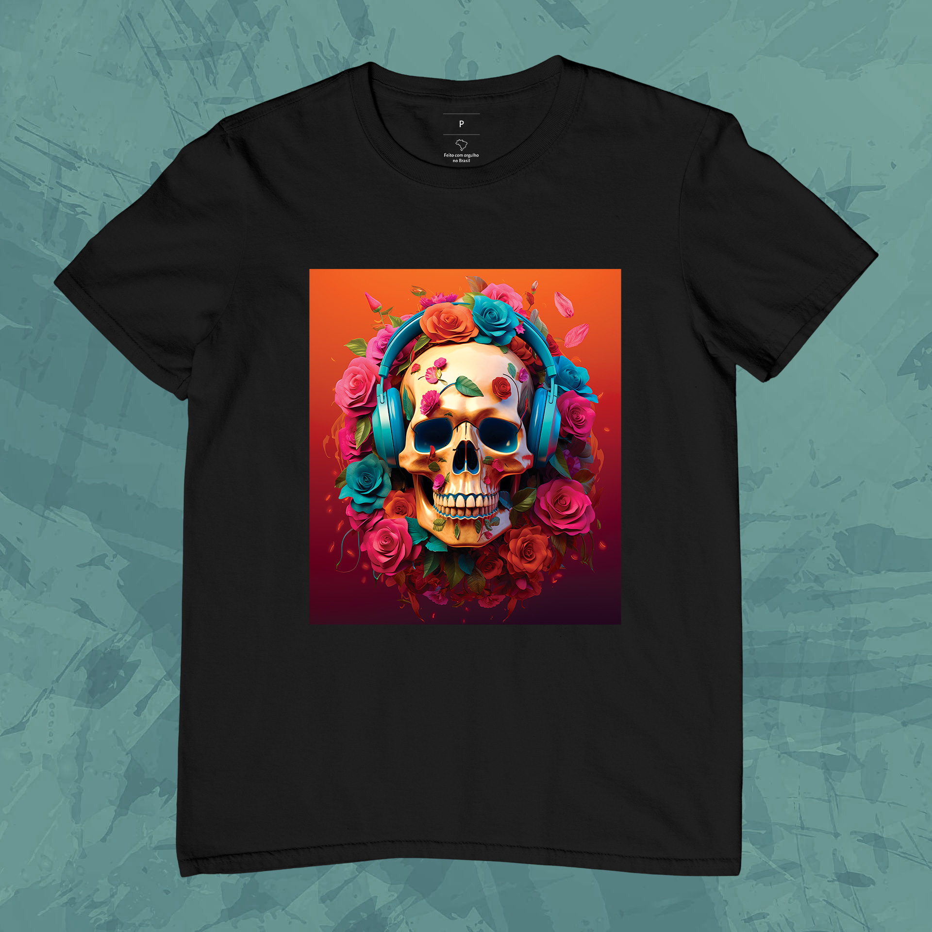 Camiseta Unissex - Caveira com Headphone