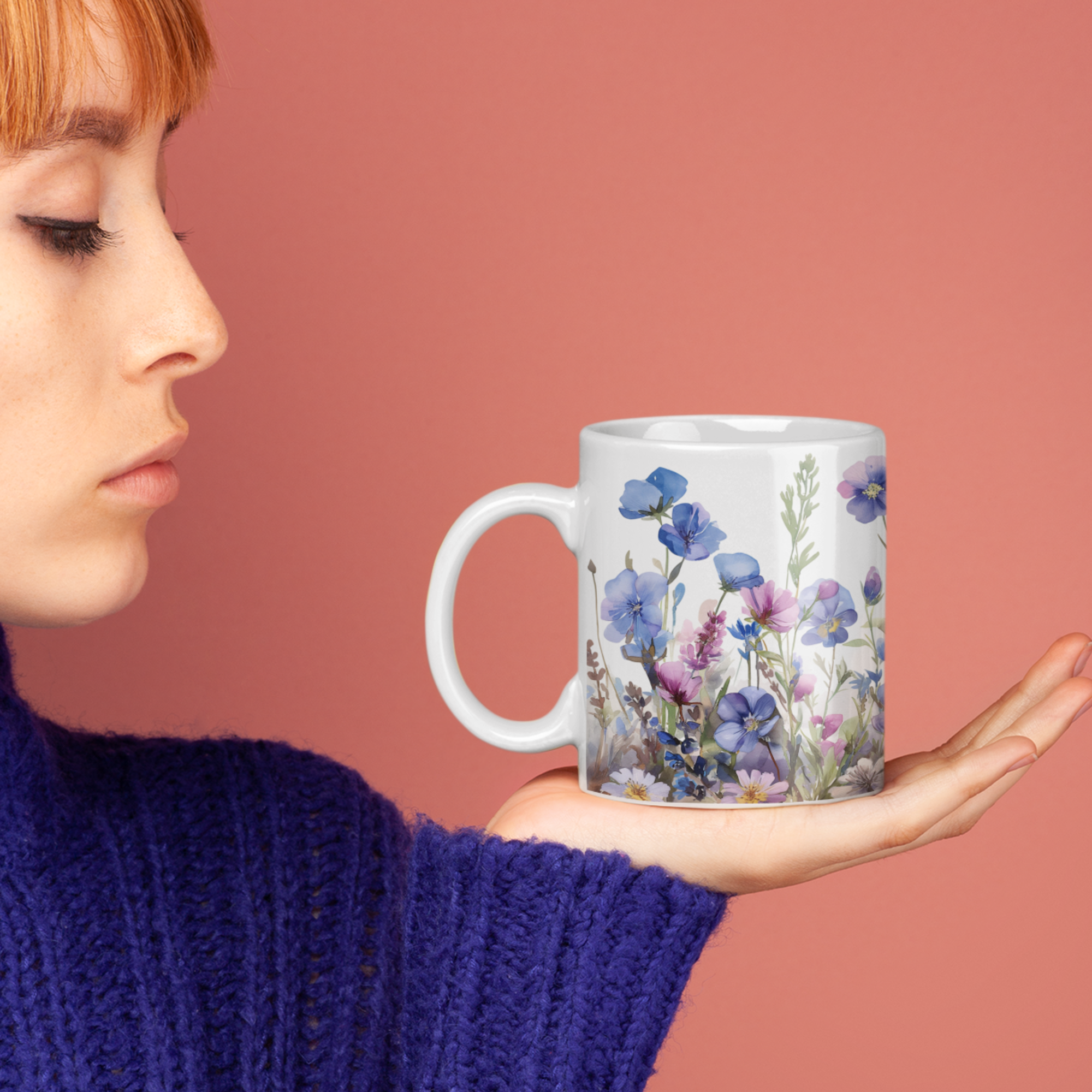 Caneca flores Não-me-esqueças