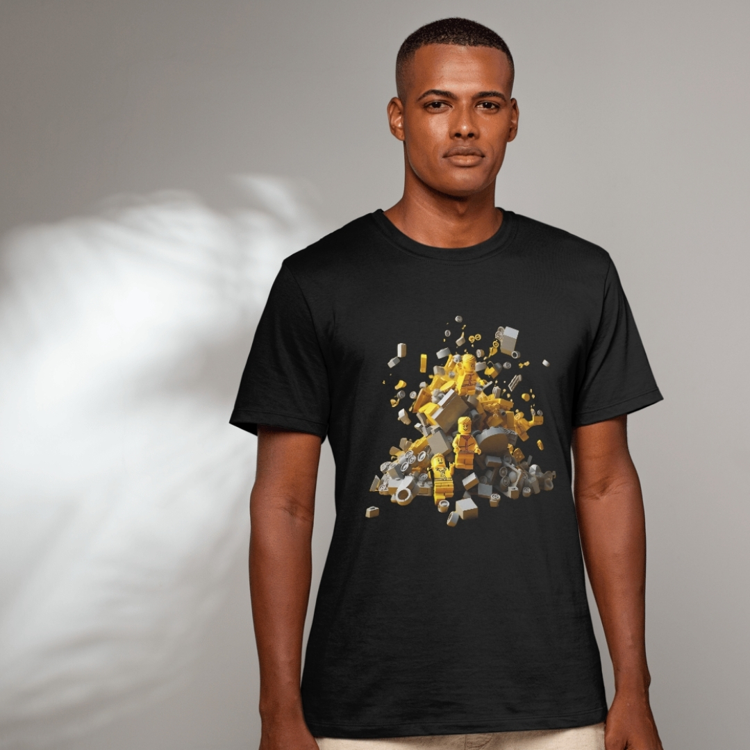 Camiseta Black. Explosão Lego