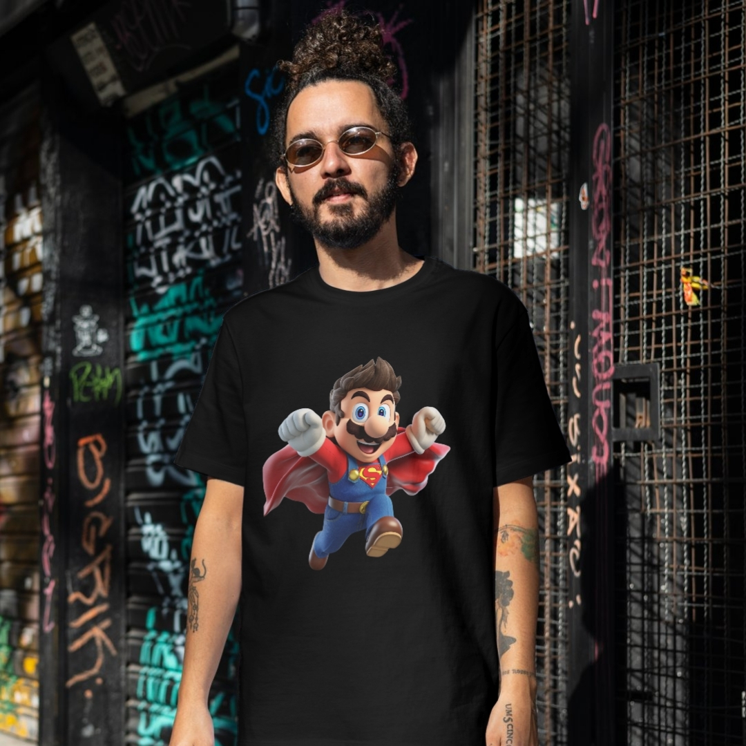 Camiseta Black. Super Mario Hero