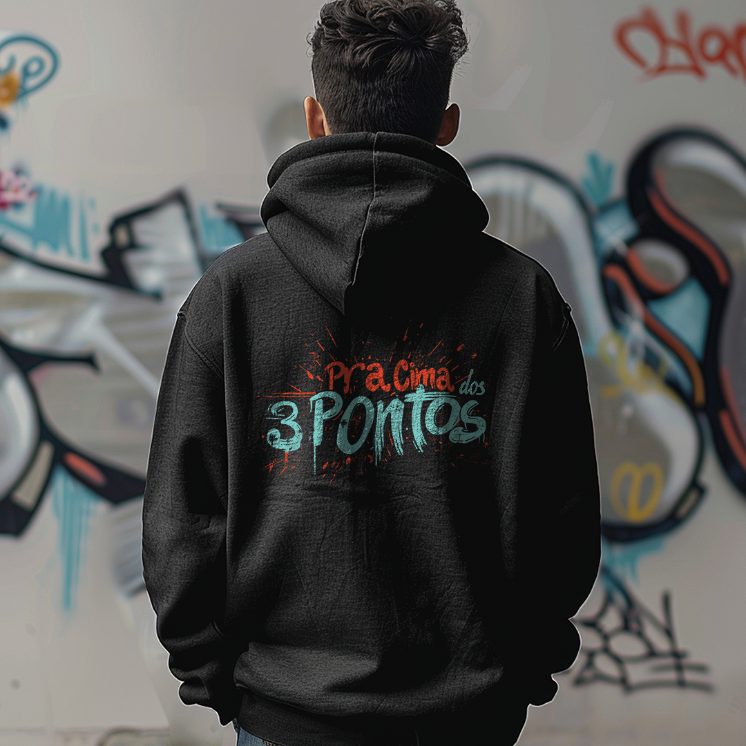 Moletom Pra Cima dos 3 Pontos - Preto