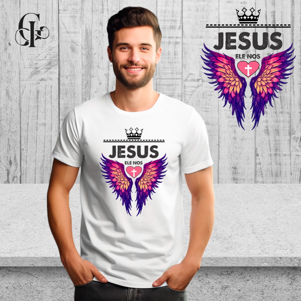 Camiseta Arte Cruz Ele Nos Amou