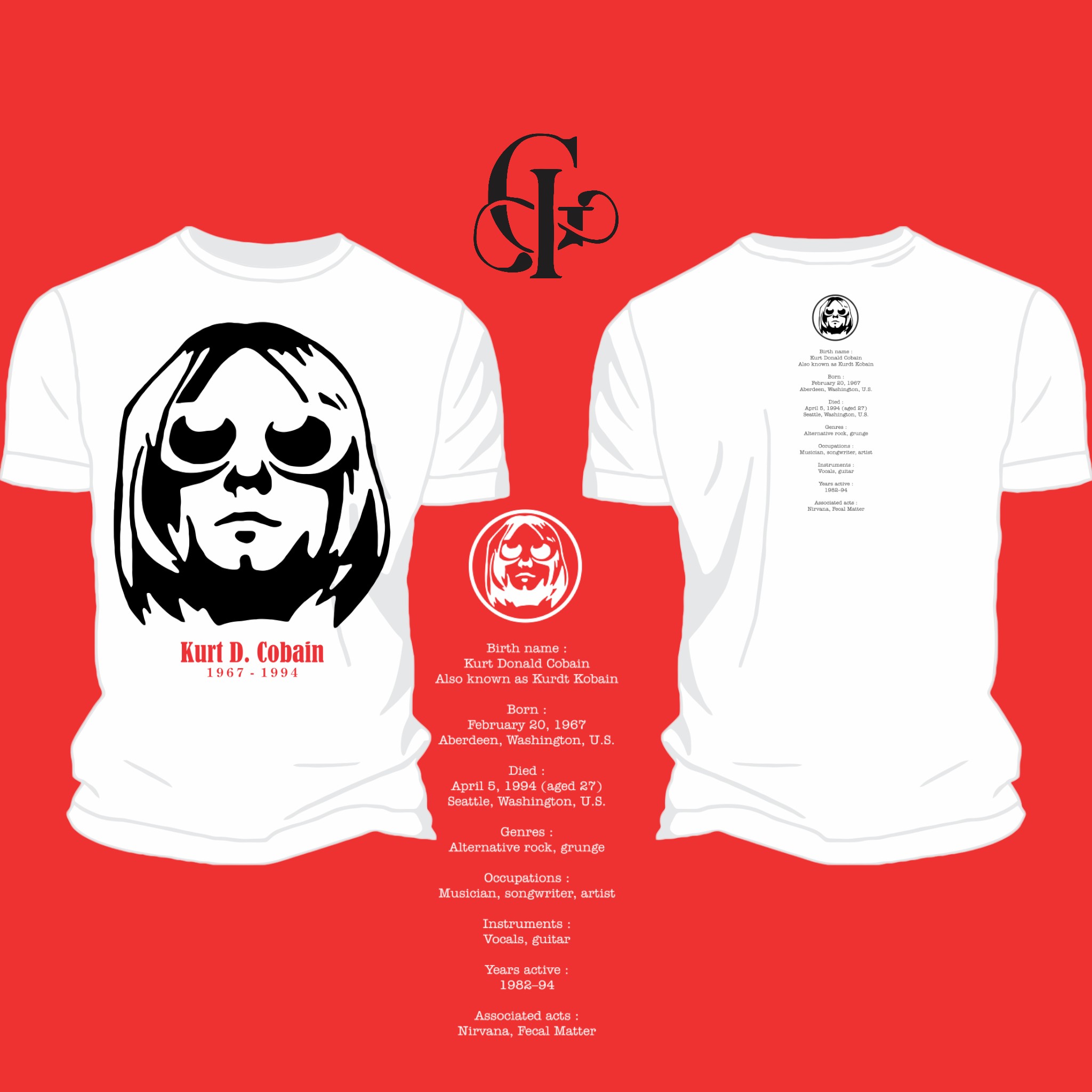 Camiseta Cartoon de Kurt Cobain