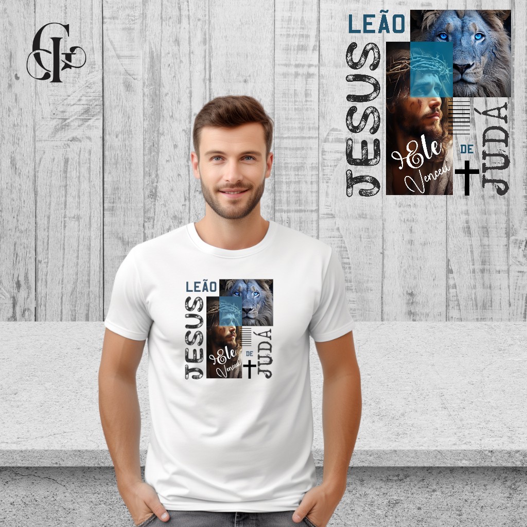 Camiseta Jesus com Leão