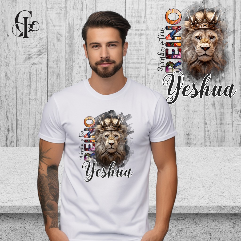 Camiseta Arte Jesus e Leão