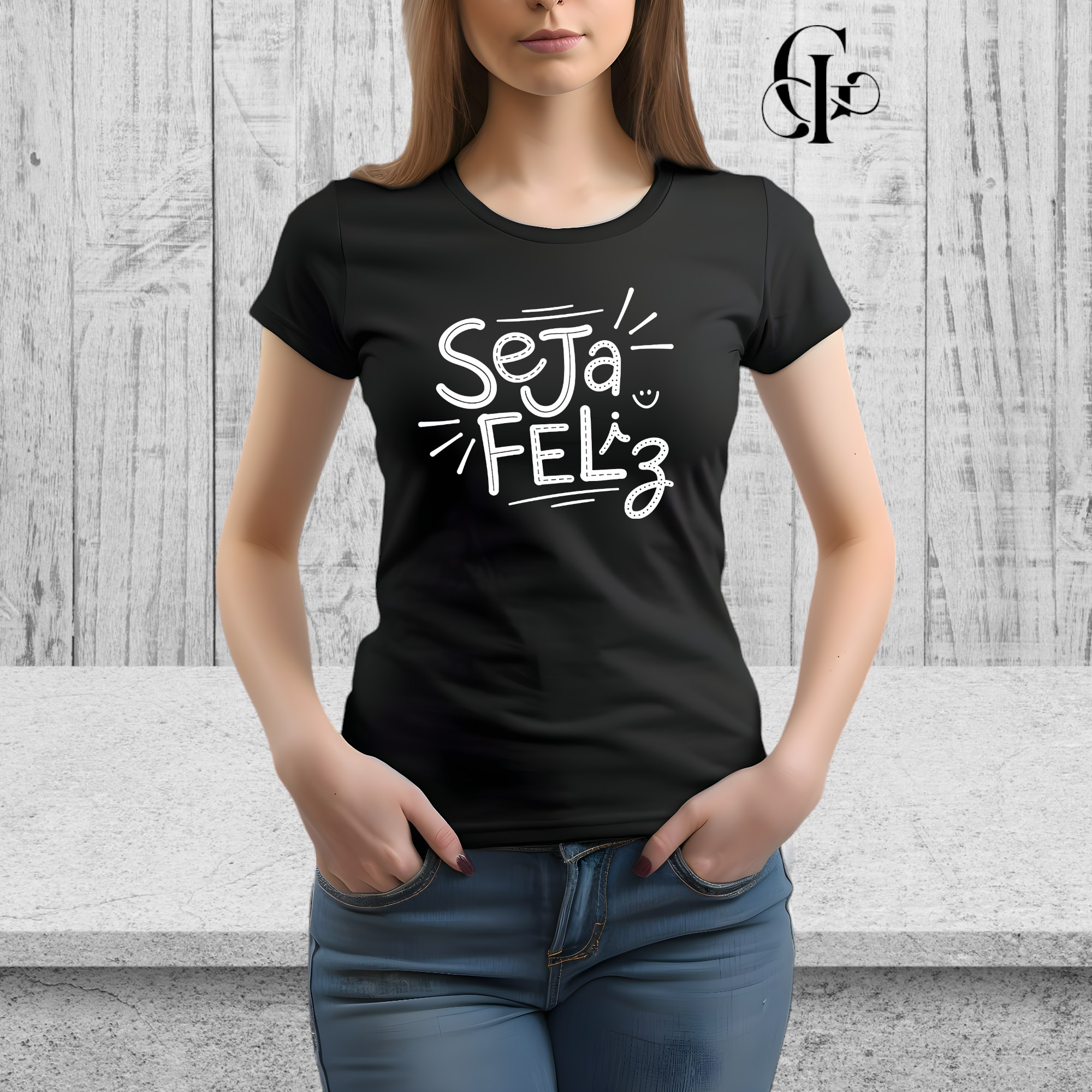 Camiseta Frase 'Seja Feliz