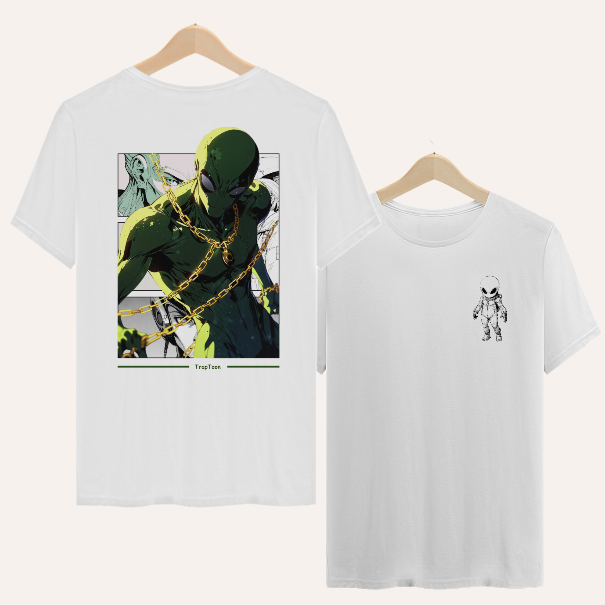 Camisa T-Shirt Quality - Alien (Frente - Costas