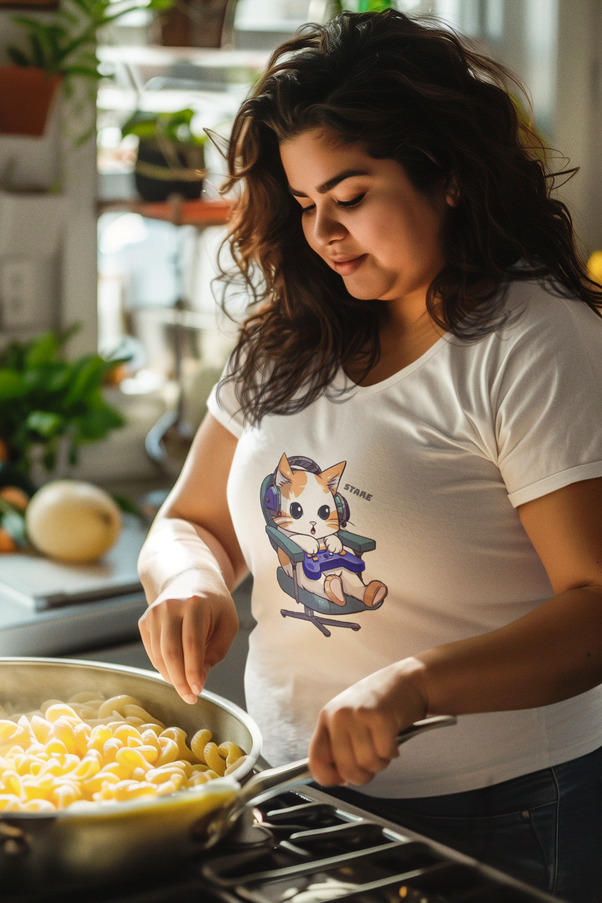 Camiseta Baby Long Cat C Gamer Stare