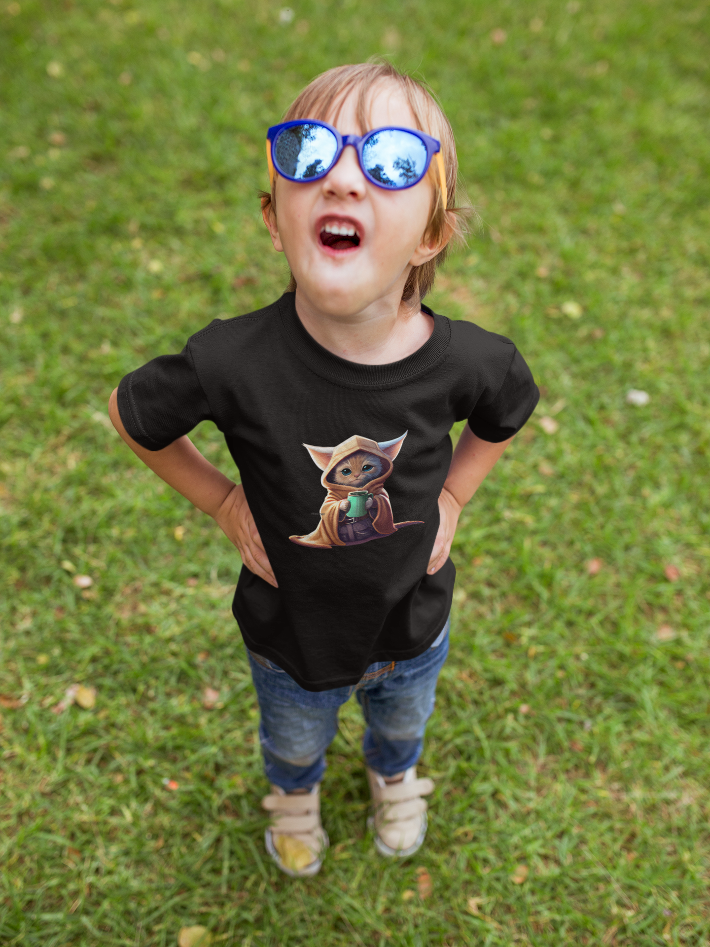 Camiseta Infantil Cat Jedi Stare