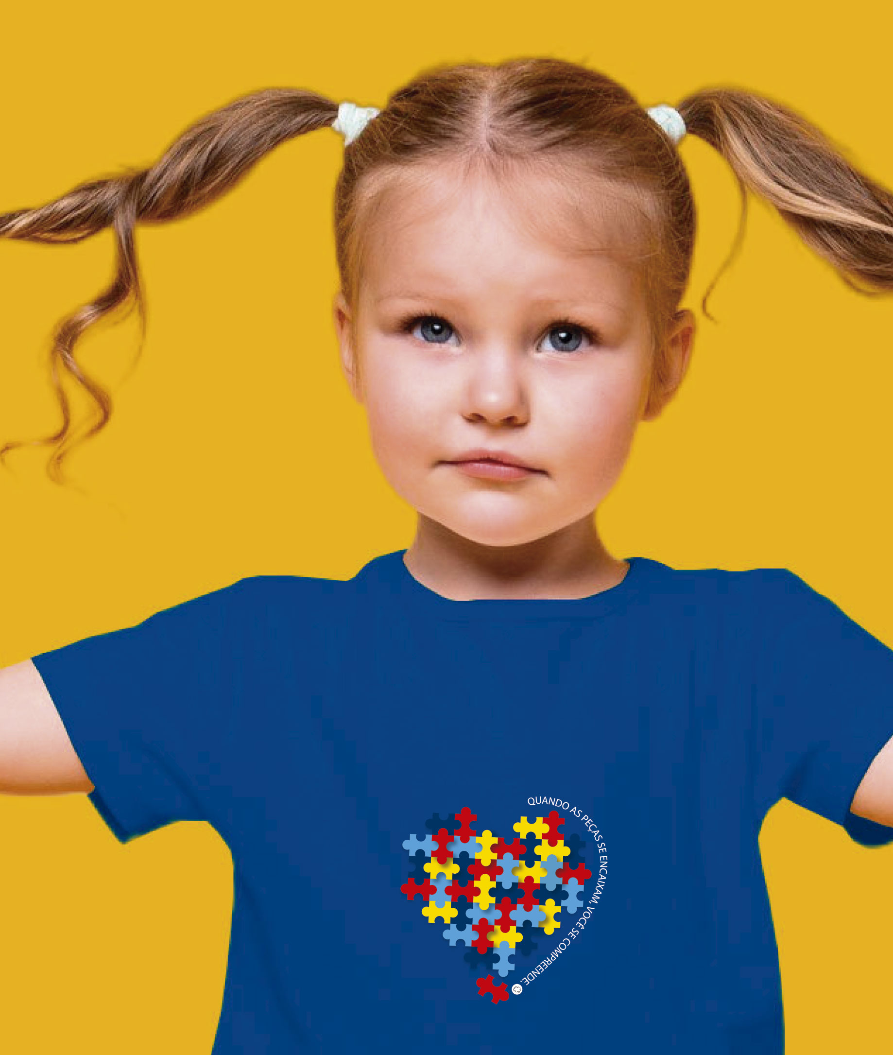Camiseta Infantil : Menina (2 a 8) : Peças se Encaixam TEA (Espectro Autista)