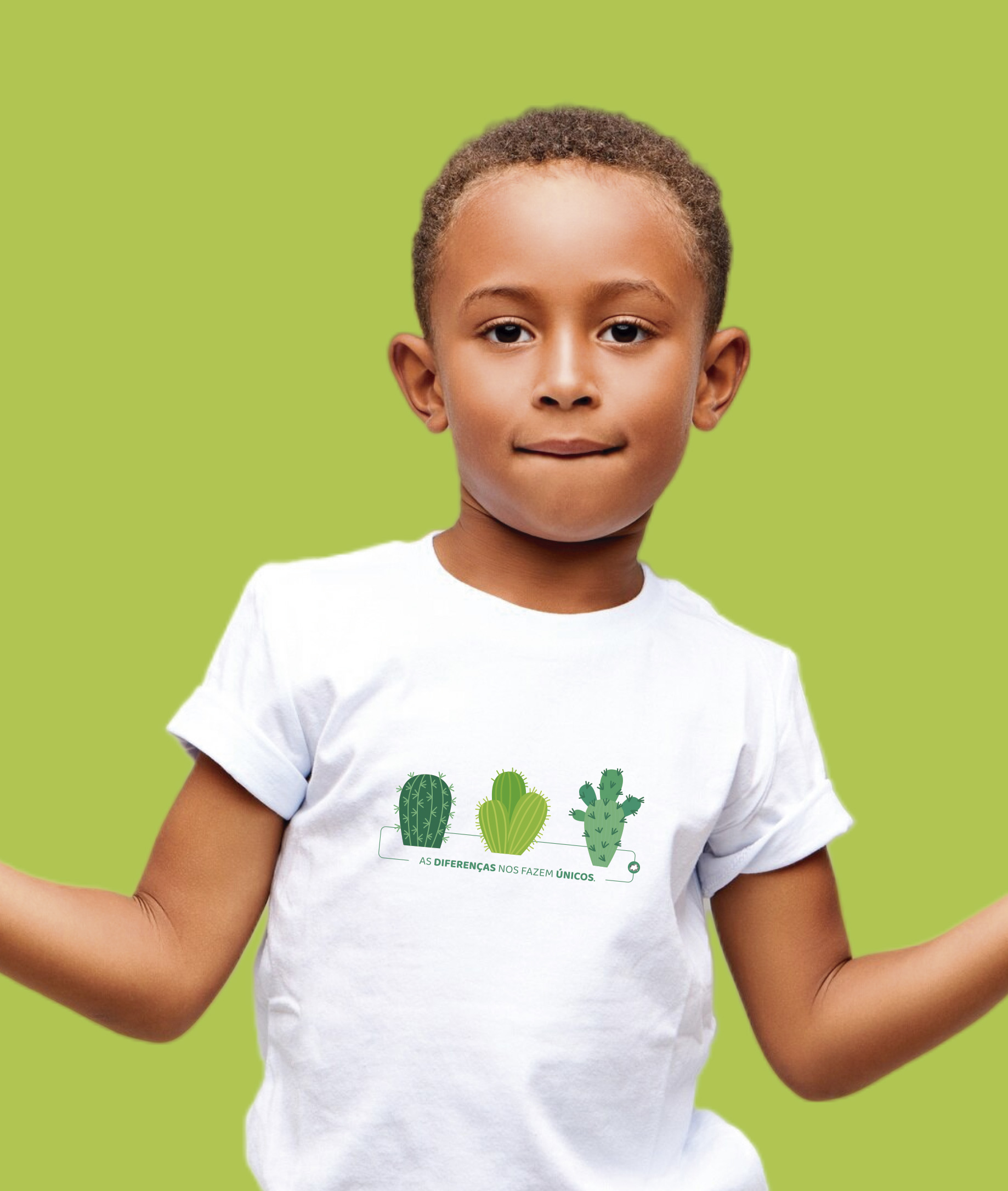 Camiseta Infantil : Menino (2 a 8) : Cactos (Neurodiversidade / Autista / Superdotação / TDAH)