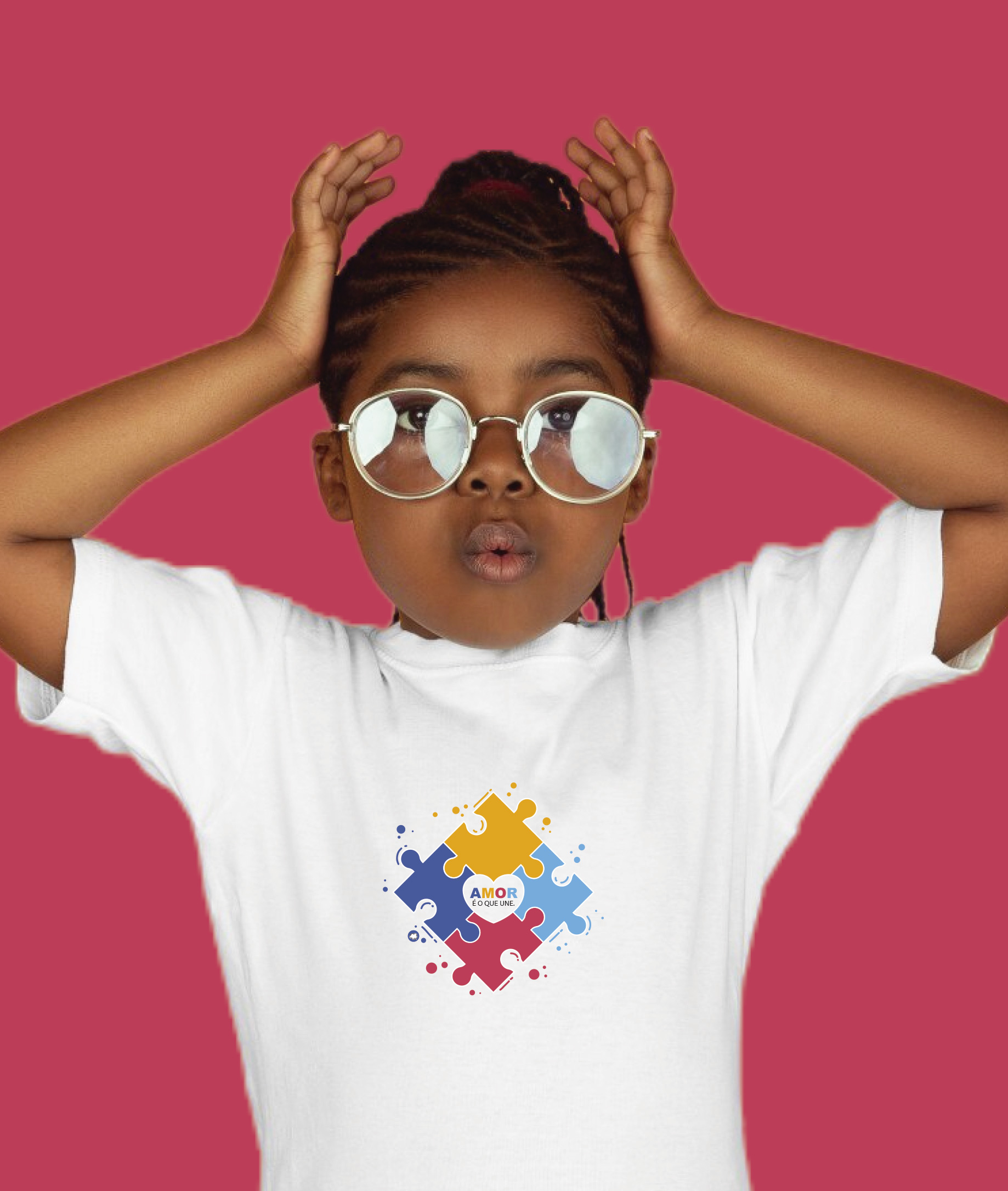 Camiseta Infantil : Menina (10 a 14) : Amor nos Une TEA (Espectro Autista)