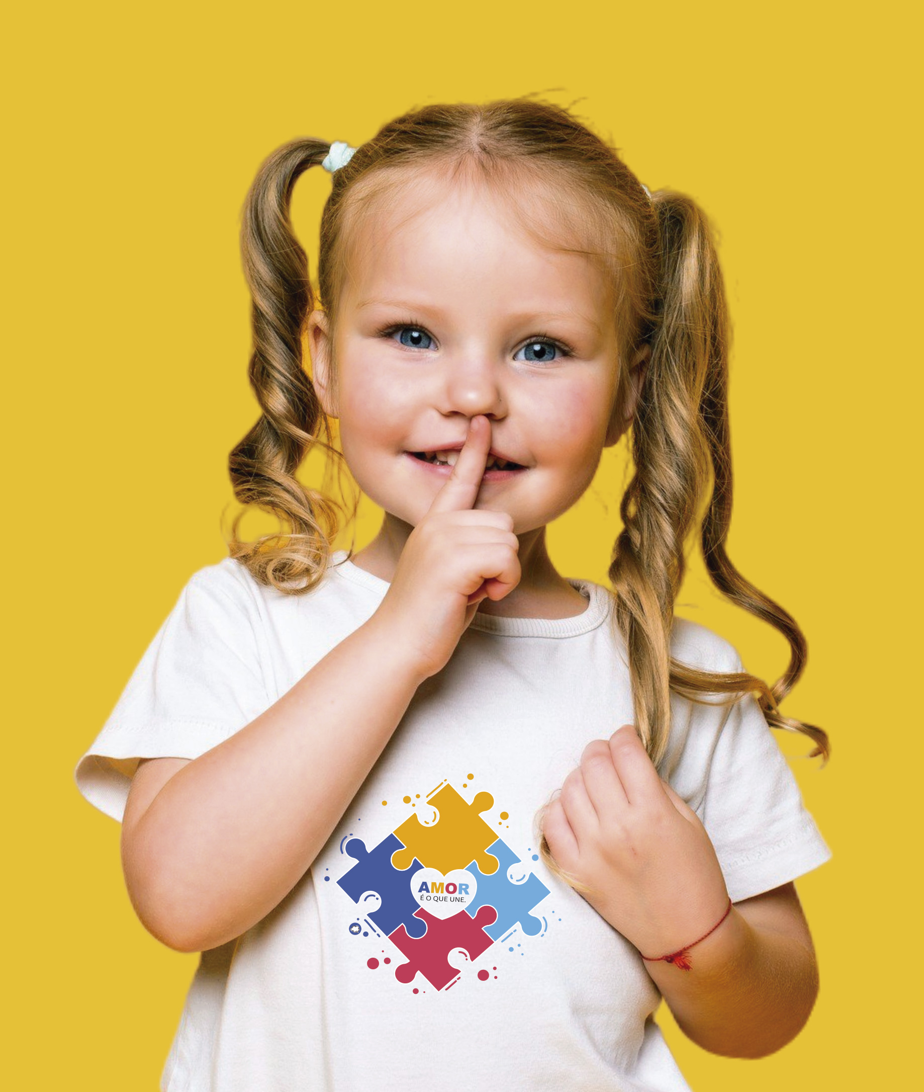 Camiseta Infantil : Menina (2 a 8) : Amor nos Une TEA (Espectro Autista)