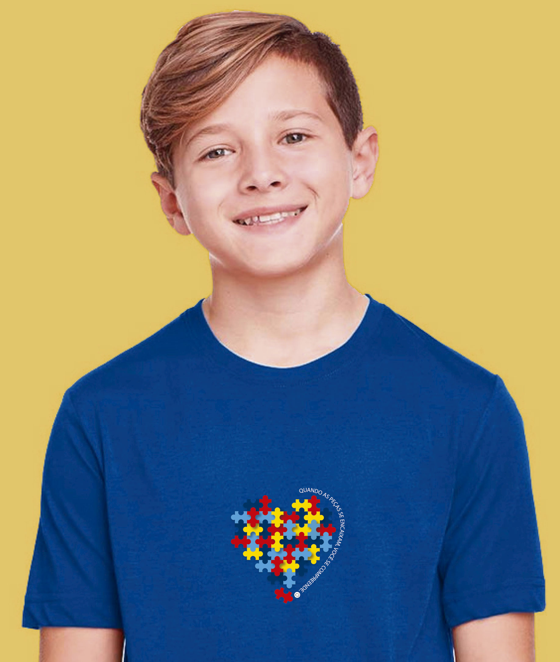 Camiseta Infantil : Menino (10 a 14) : Peças se Encaixam TEA (Espectro Autista)