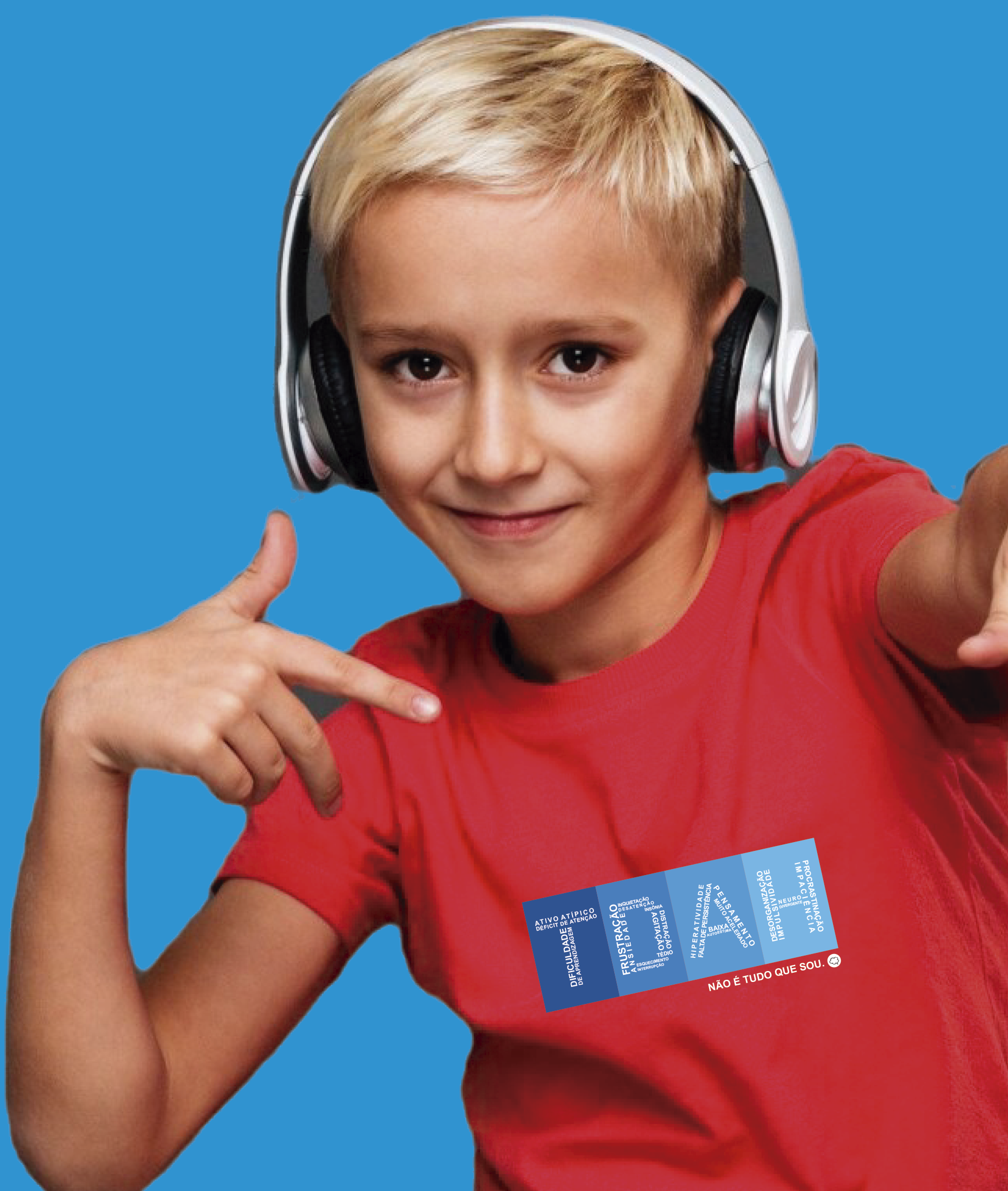 Camiseta Infantil : Menino (10 a 14) : TDAH Não é Tudo que Sou