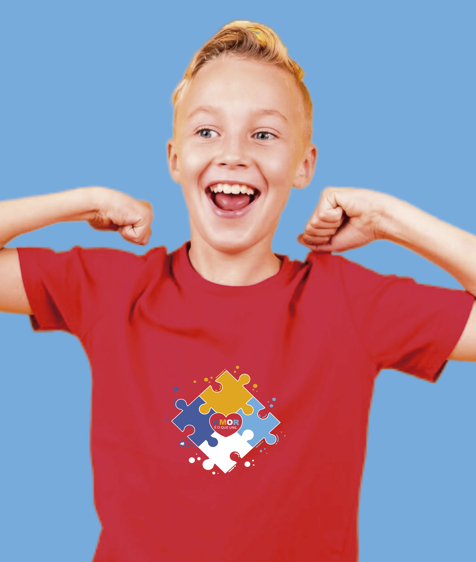 Camiseta Infantil : Menino (10 a 14) : Amor nos Une TEA (Espectro Autista)